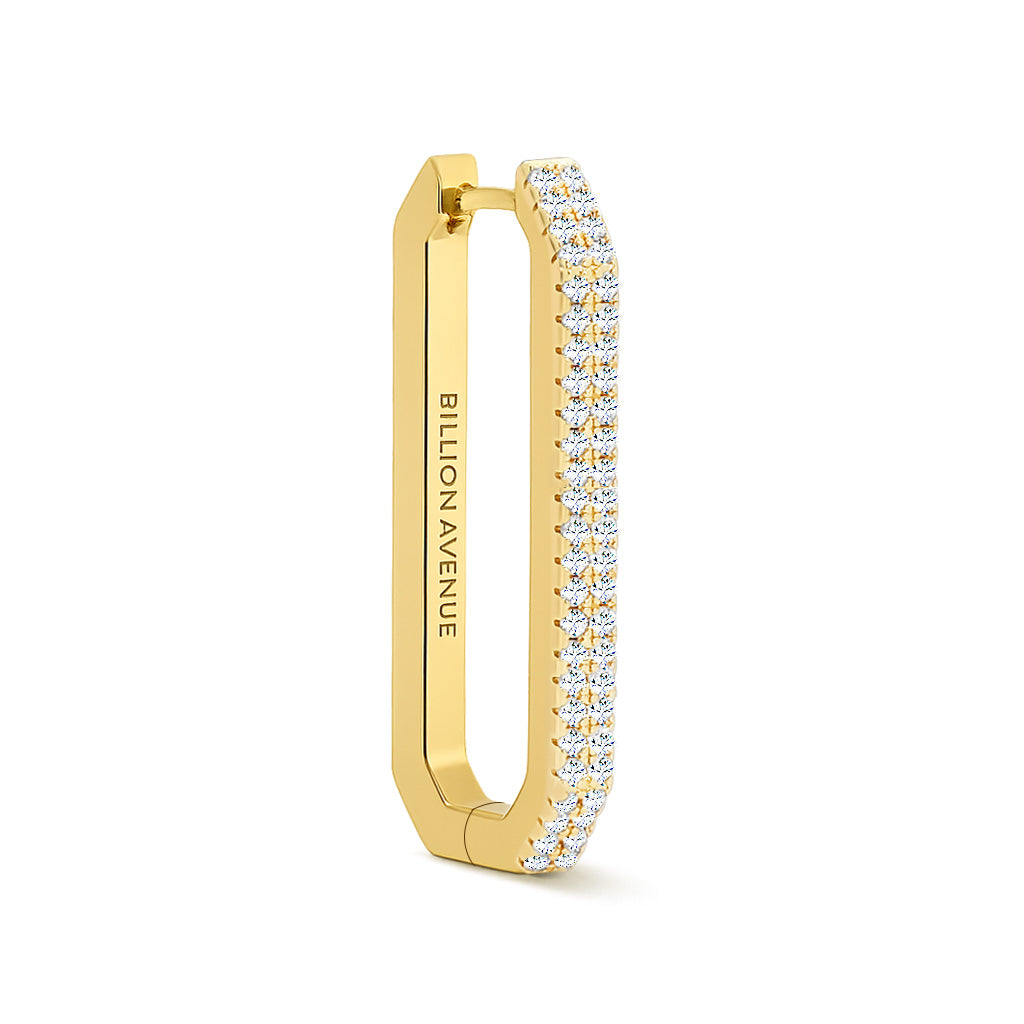 Octa Long Diamond Earring-Goud/Zilver