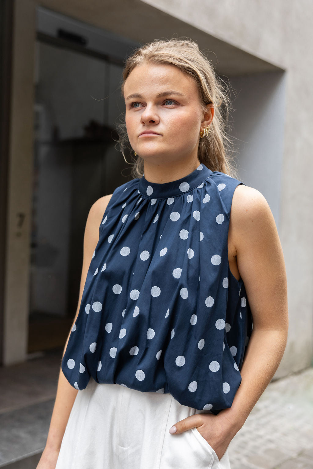 Bea Polkadot Blouse Marine