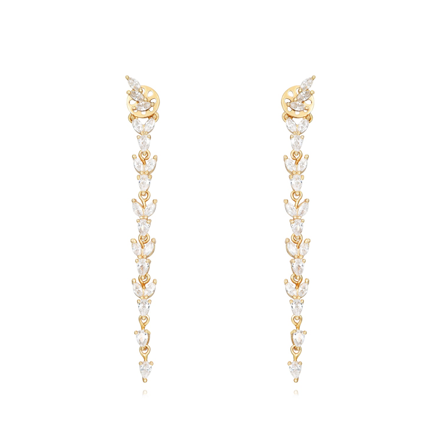 Diamond Leaves Drop Earring