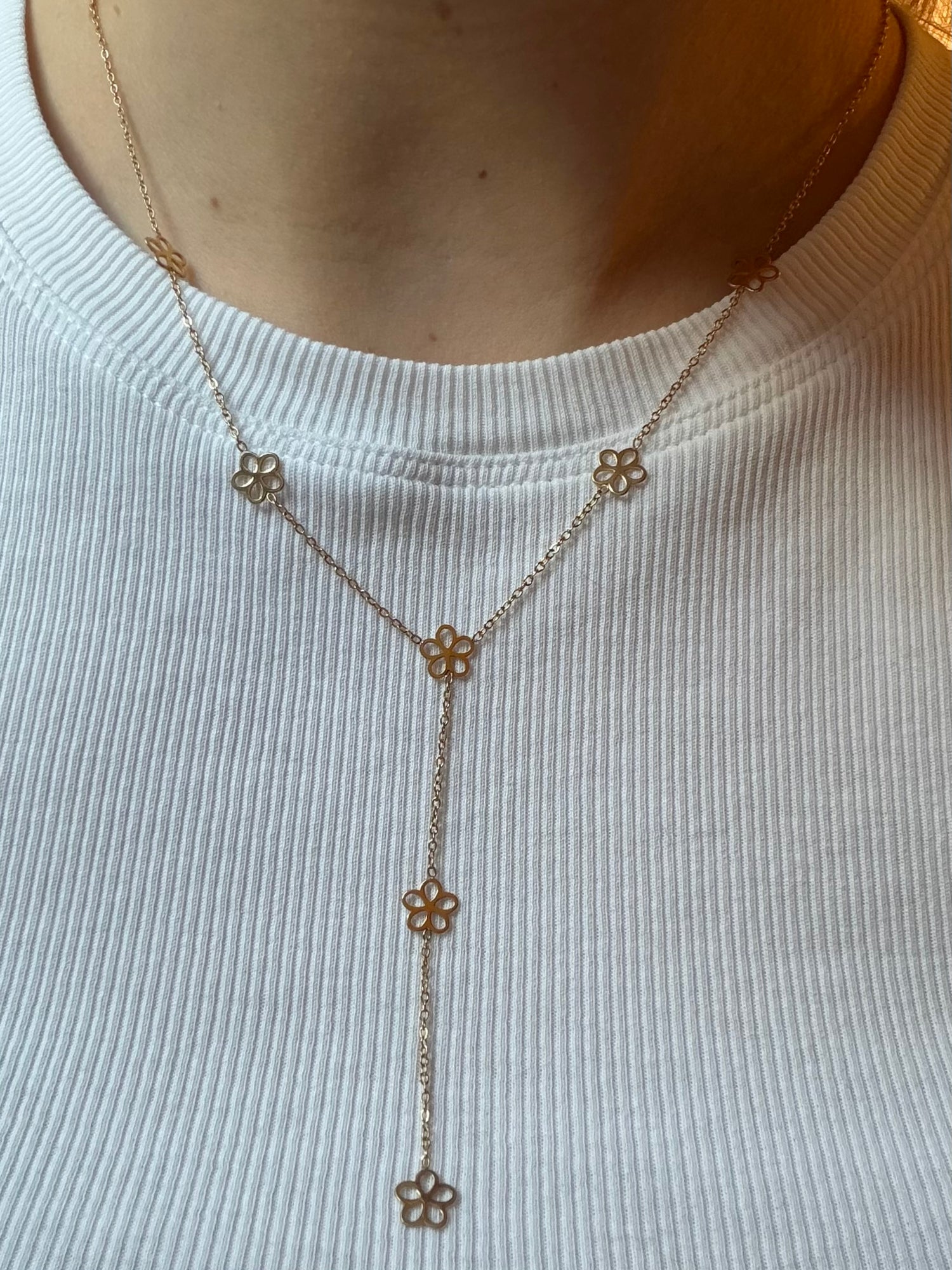 Ellie Little Golden Flower Y-Necklace