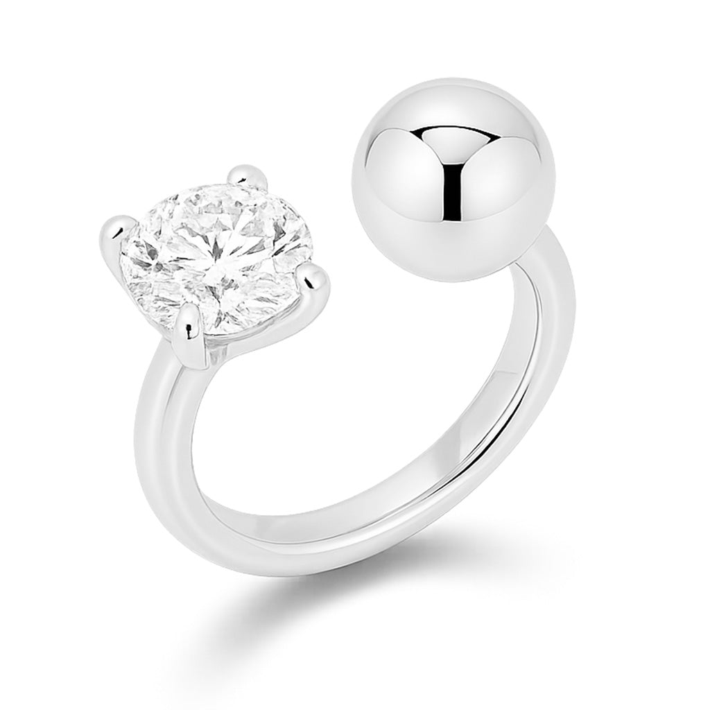 Ball Diamond Ring-Goud/Zilver