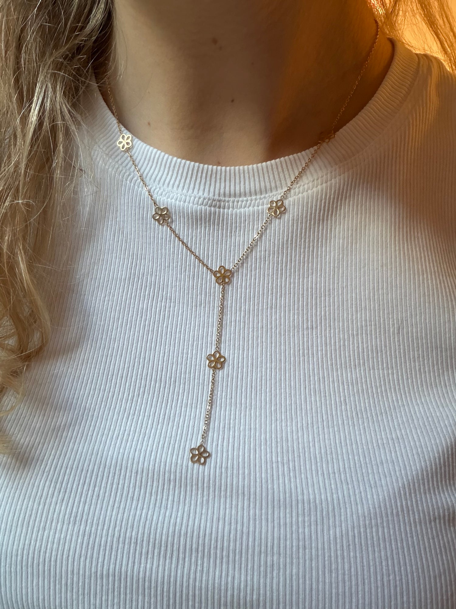 Ellie Little Golden Flower Y-Necklace