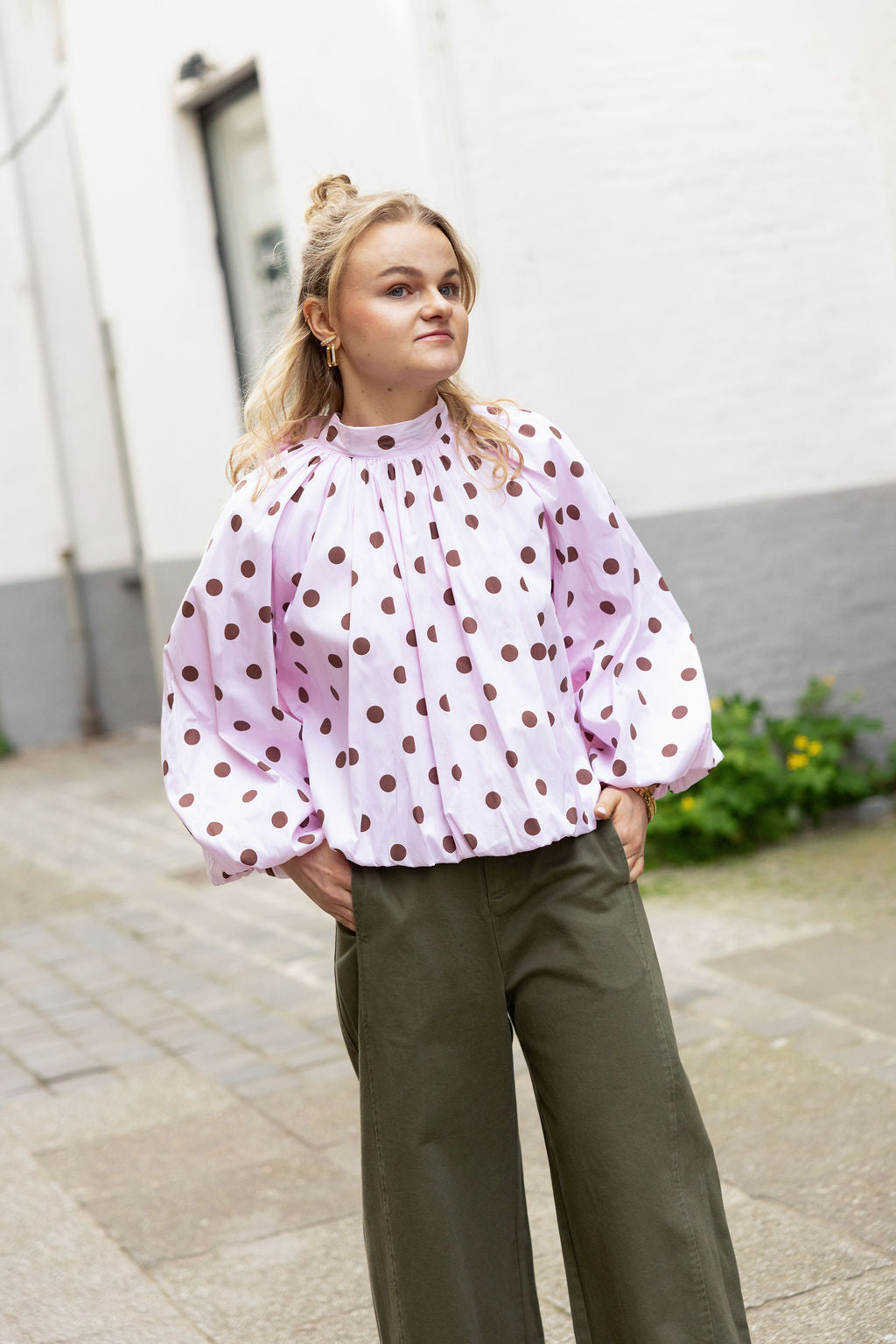Elise Polka Dott Blouse Pink