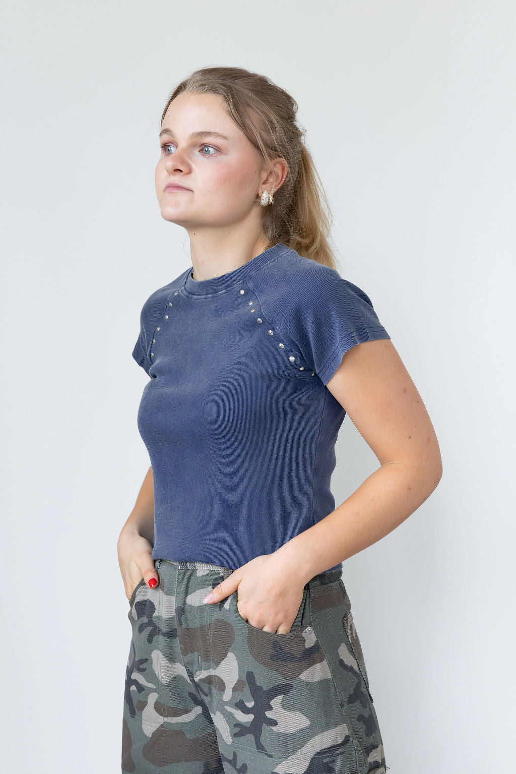 Zita Stud Top Blue