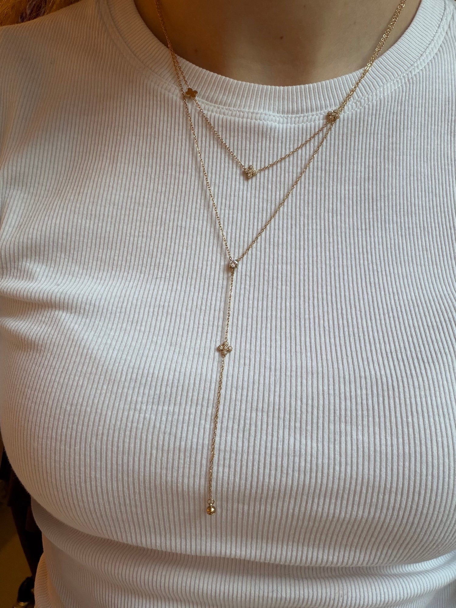 Diamond Clover Y-Necklace