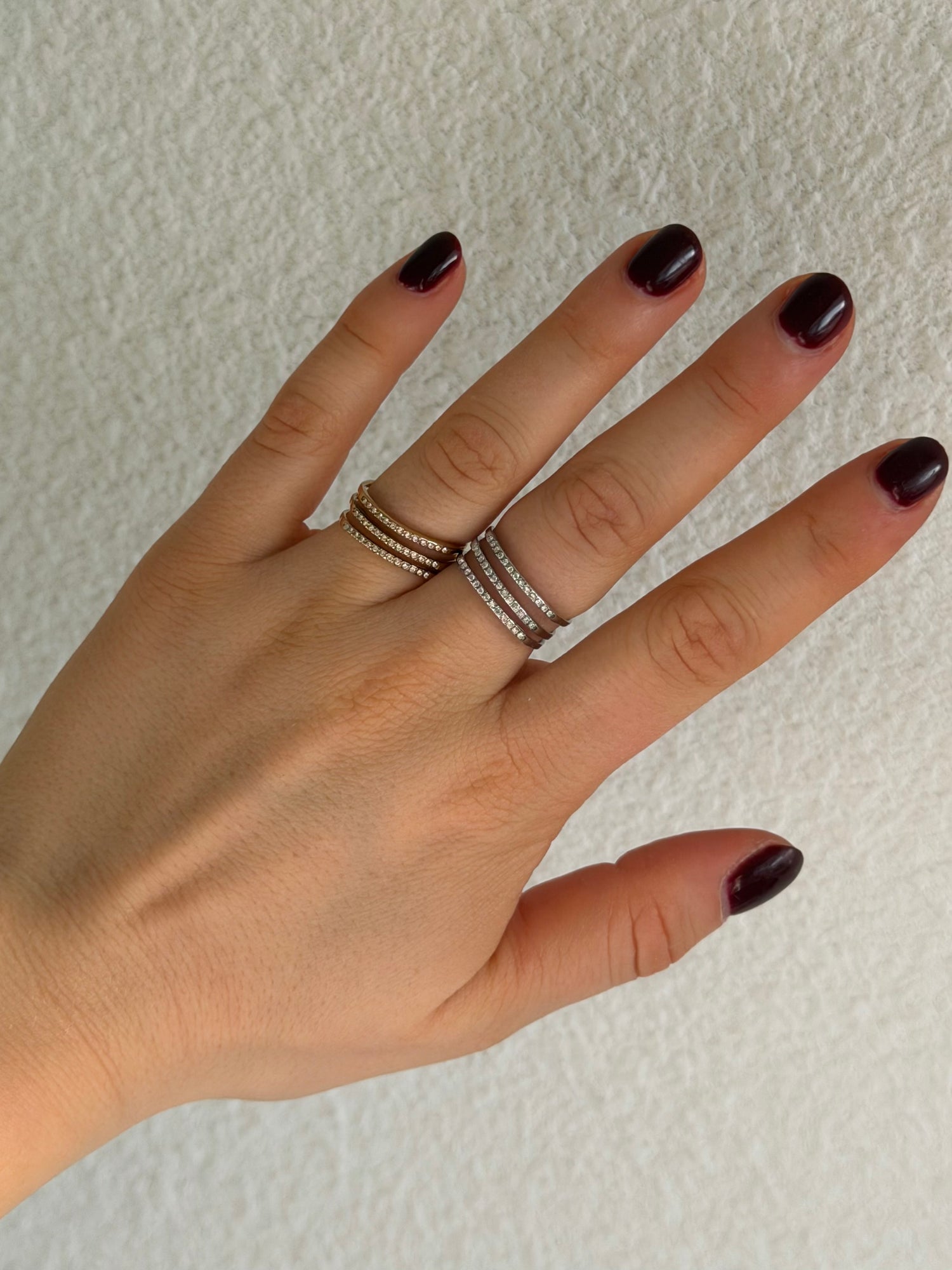 Triple Diamond Bar Ring-Goud/Zilver