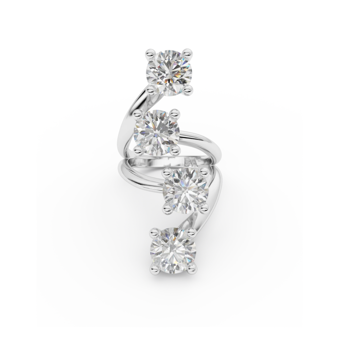 Quatro Diamond Ring-Goud/Zilver