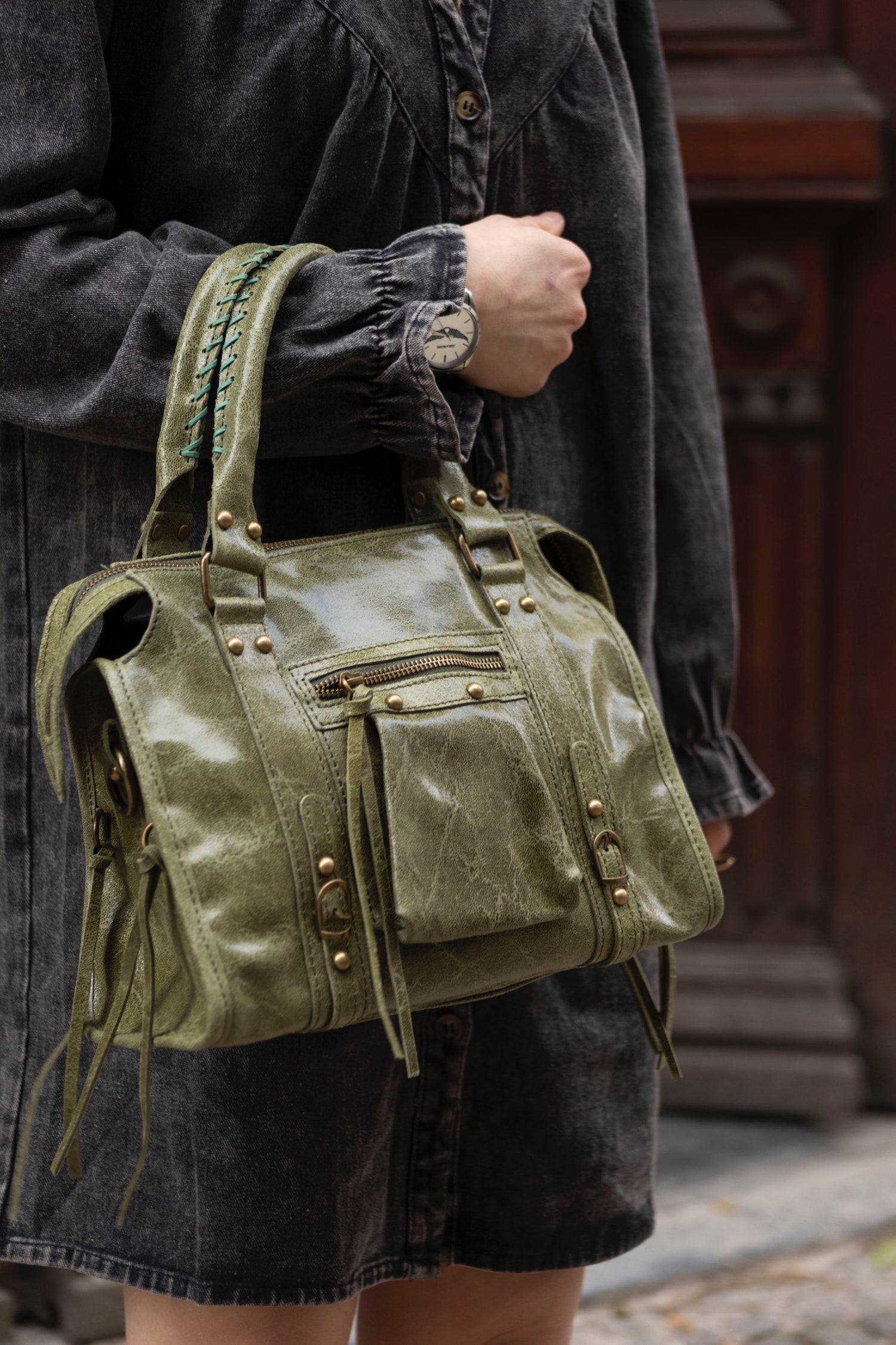 Kate Leather Bag Olive Green/kaki