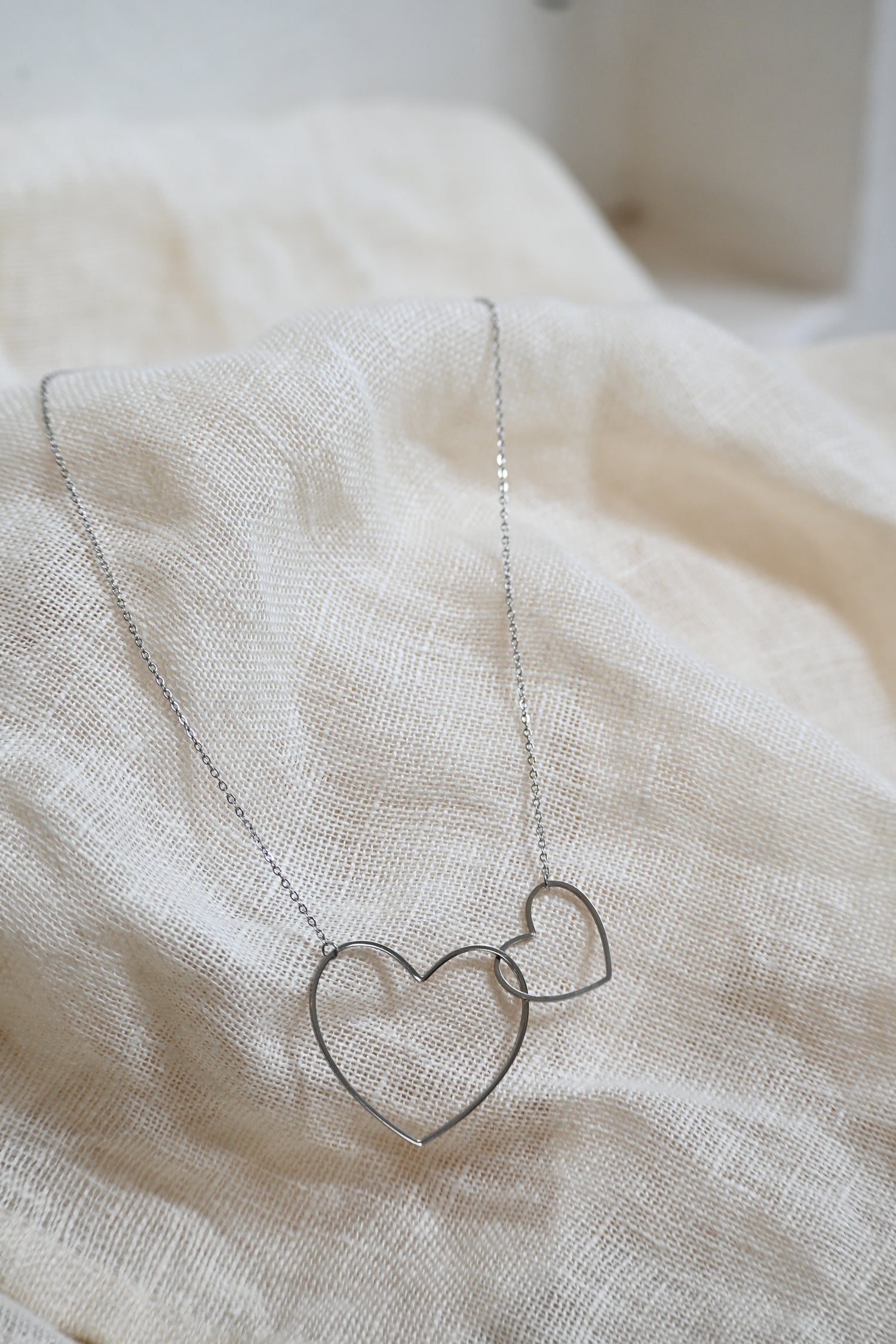 Double Hearts Necklace-Goud/Zilver