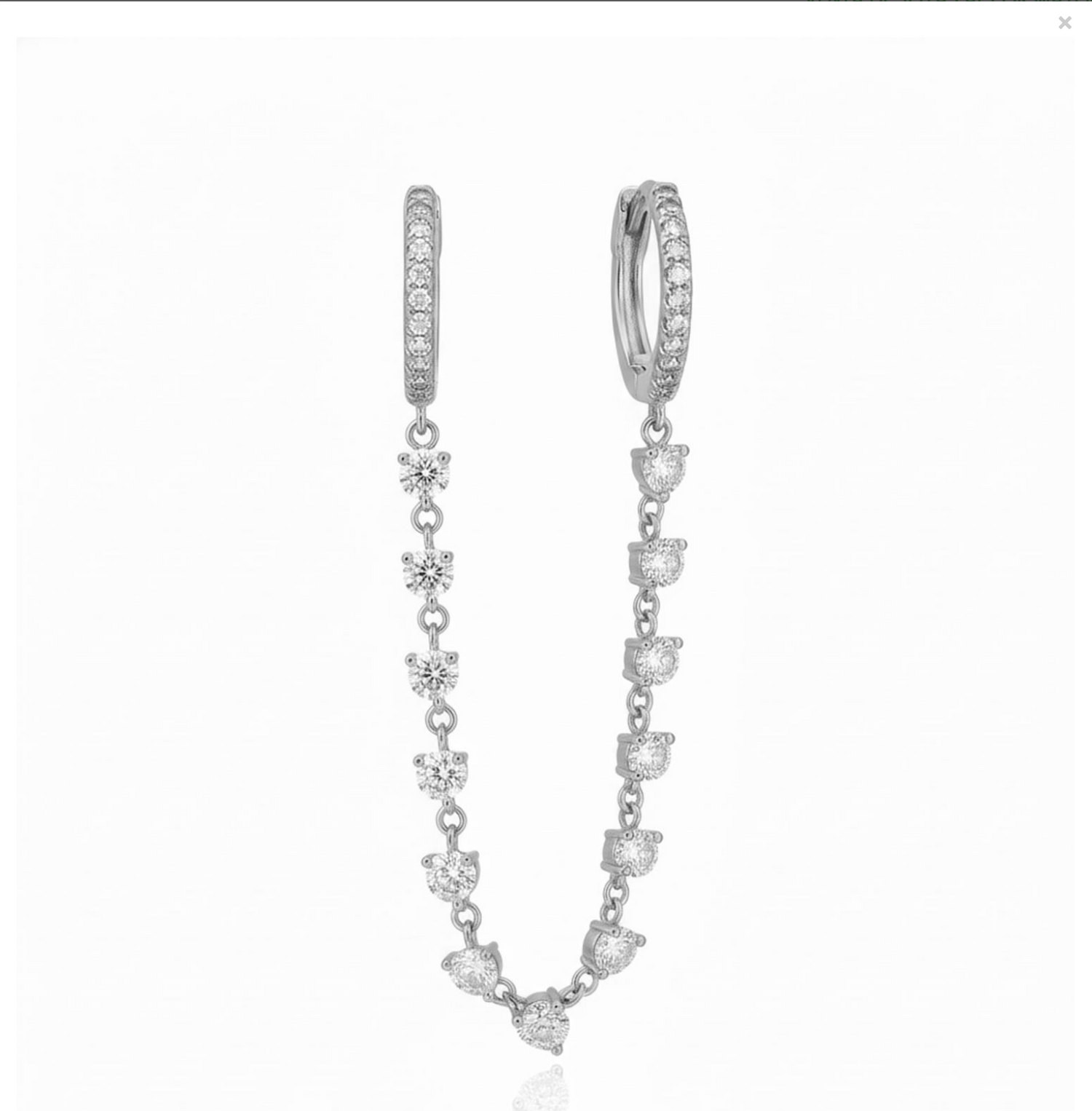 Double Diamond Drop Hoop Earring