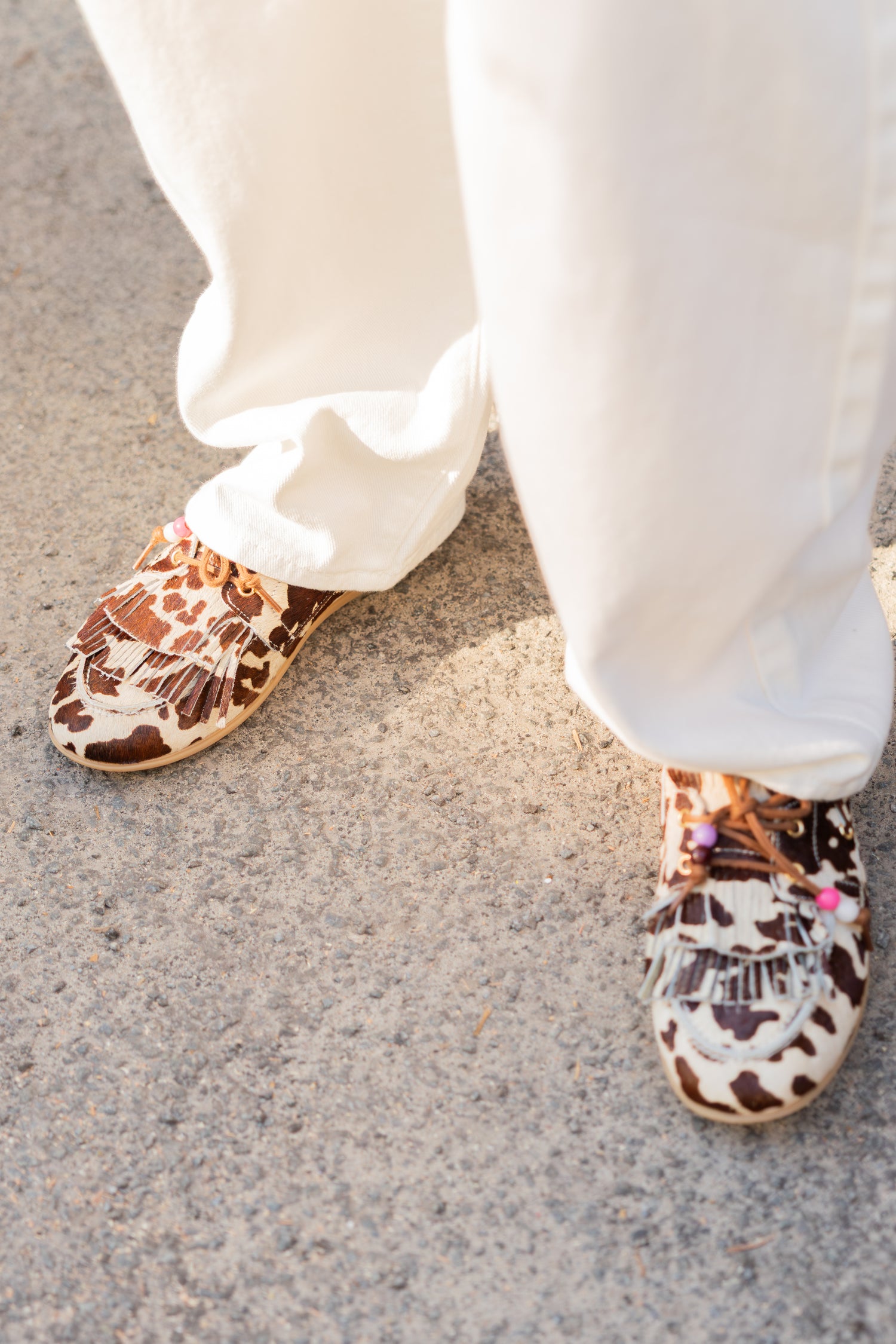 DWRS Latty Fringes Cow Hair Mocassins