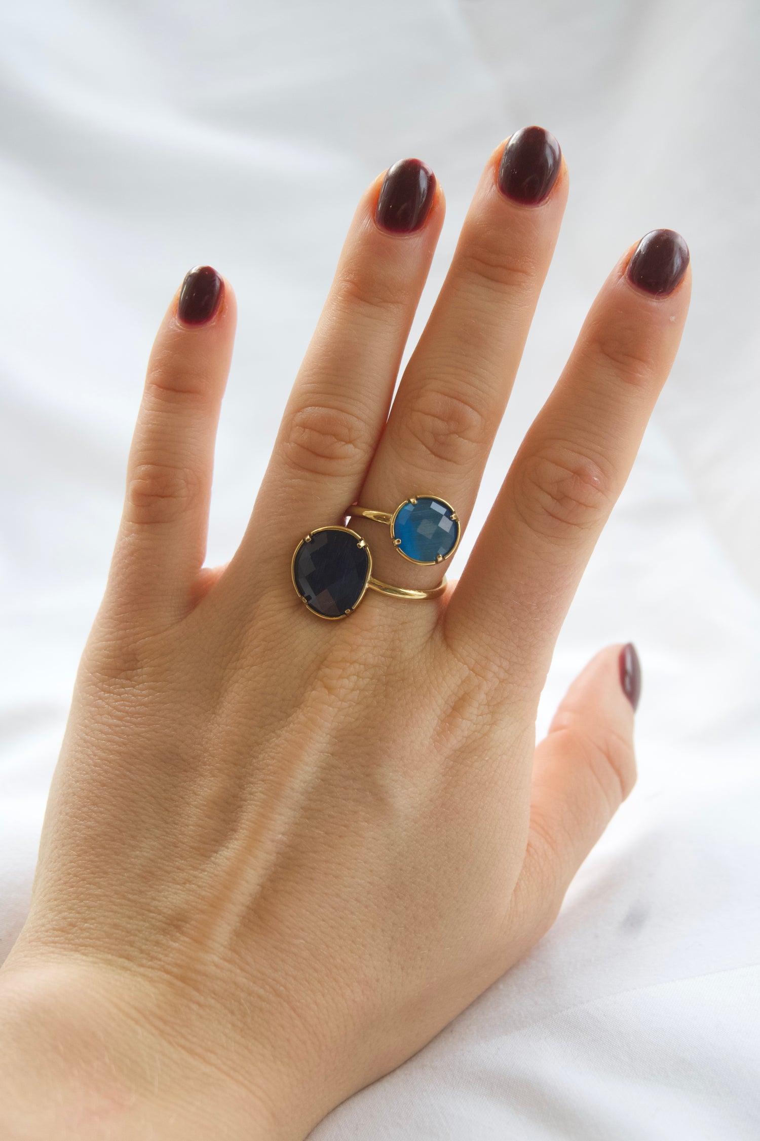 Isa Two Stones Ring-Blue