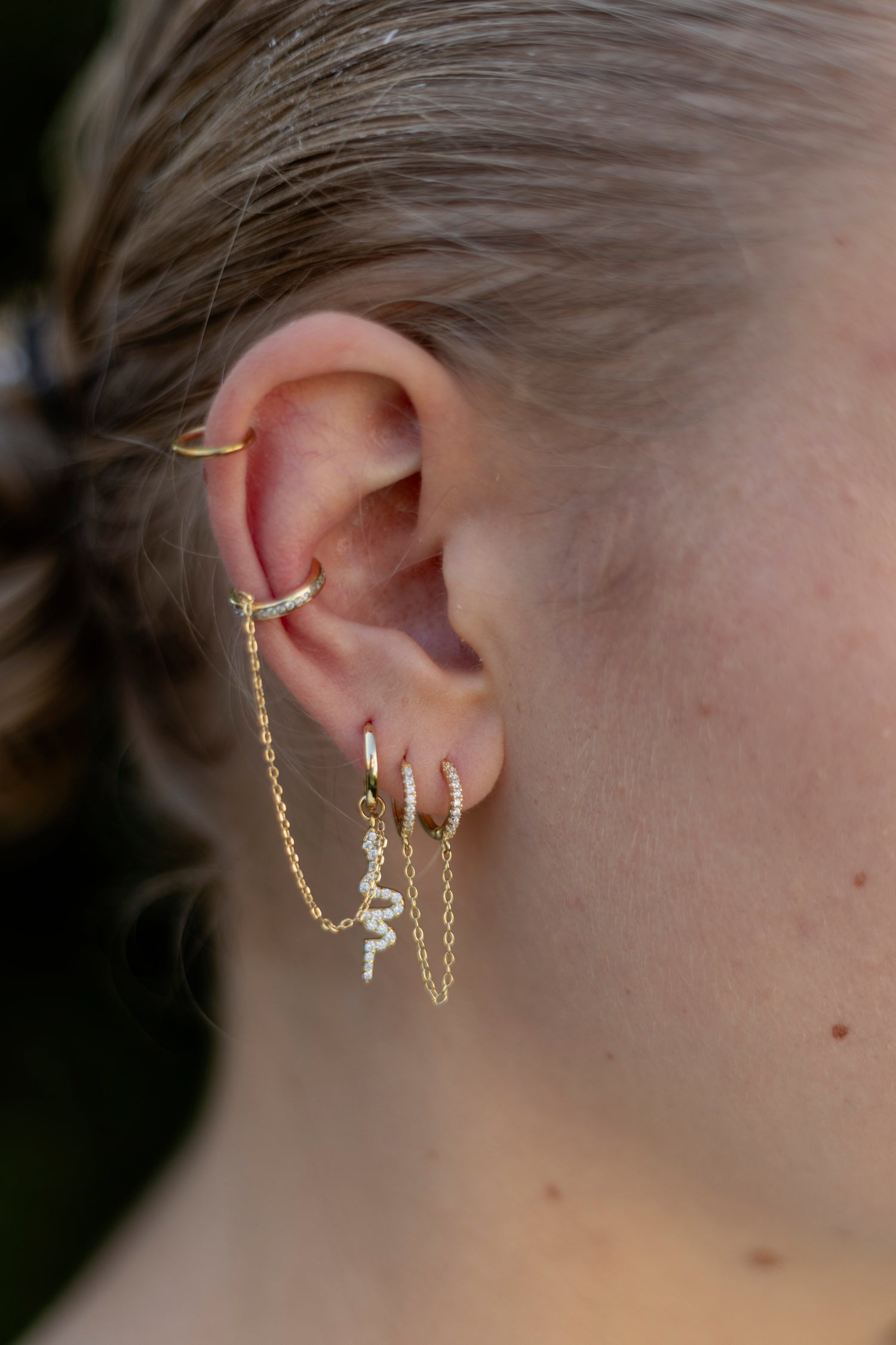 Double Diamond Hoop Earring