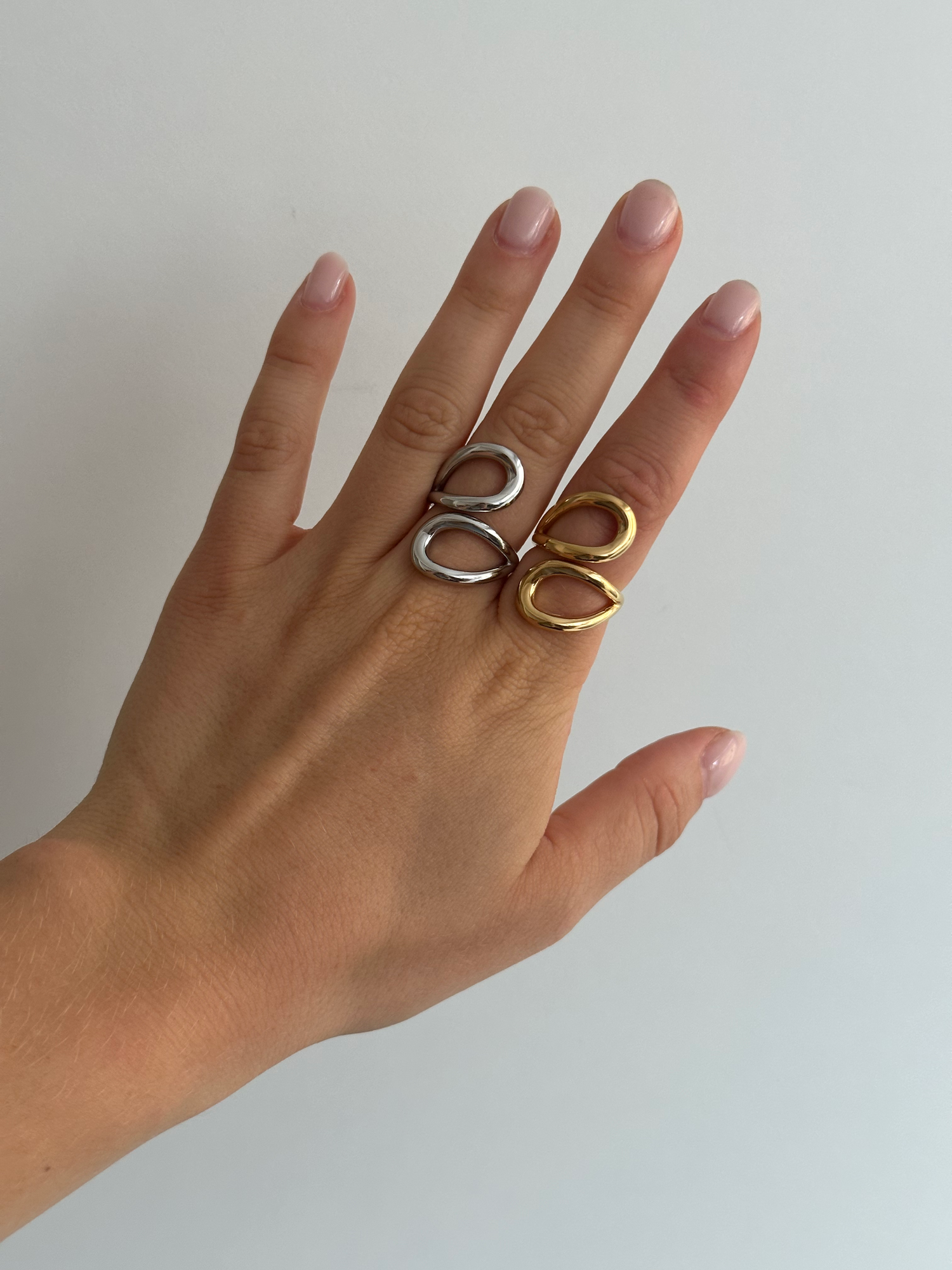 Nele Open Hugged II Ring-Goud/Zilver