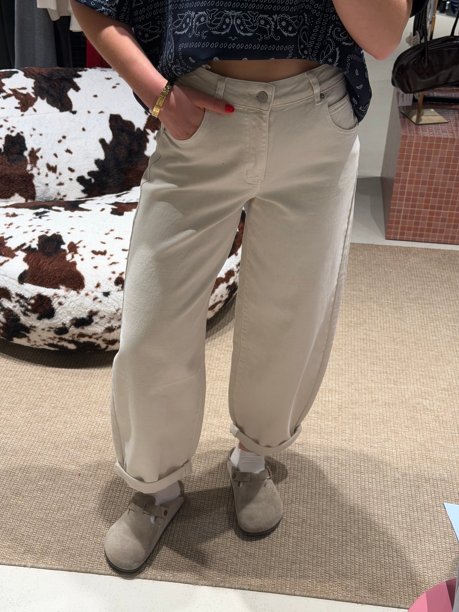 Nina Barrel Jeans Ecru