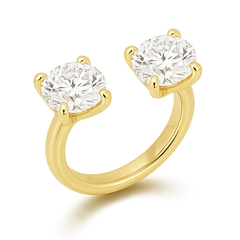 Double Diamond Ring-Goud/Zilver