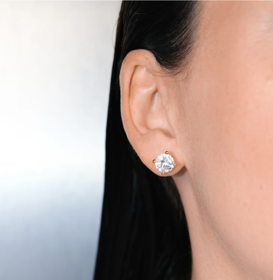 Crystal Diamond Earstud-Goud/Zilver