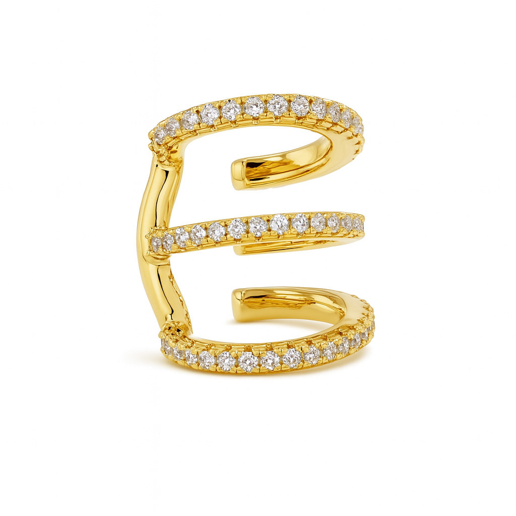 Trio Ivy Diamond Earcuff-Goud/Zilver