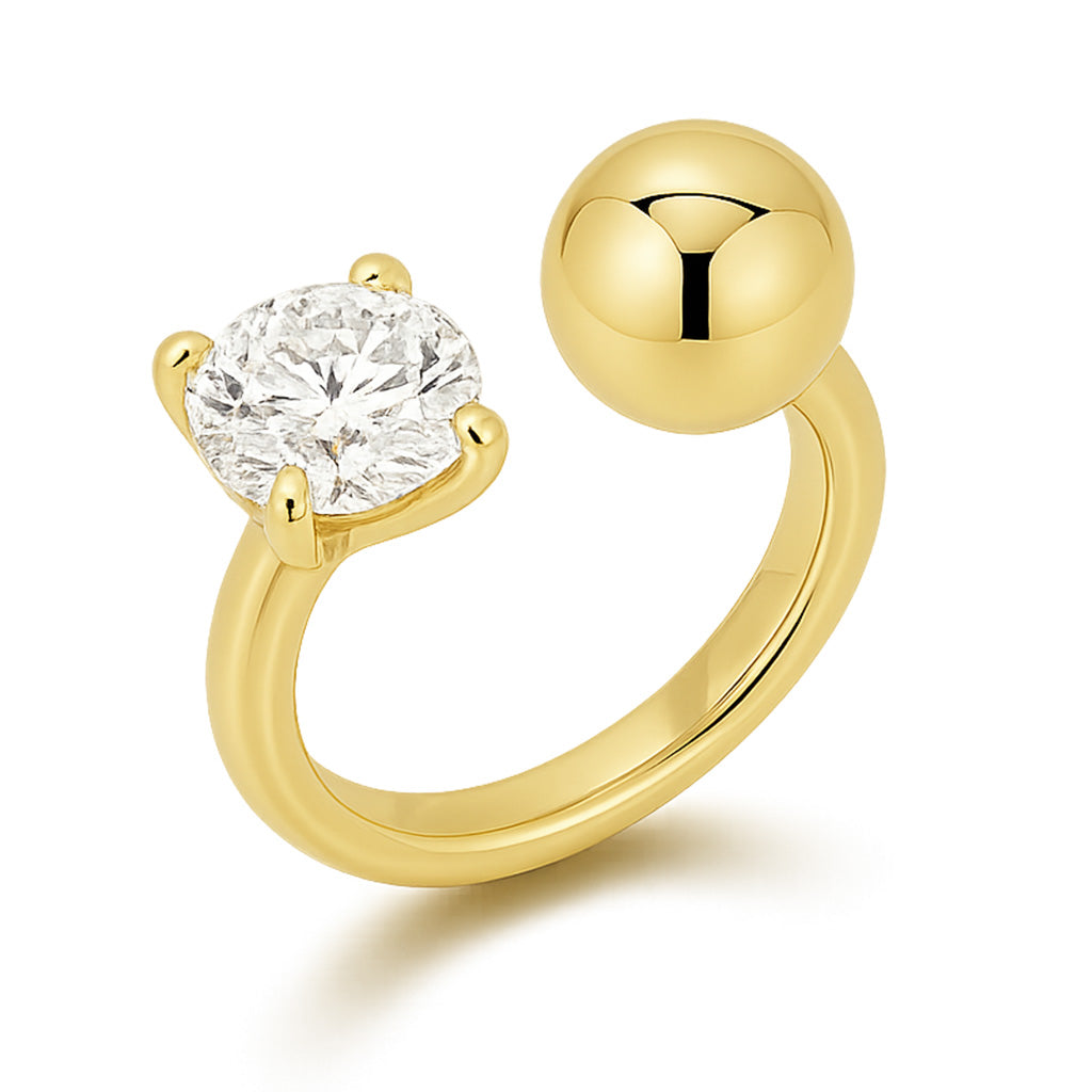 Ball Diamond Ring-Goud/Zilver