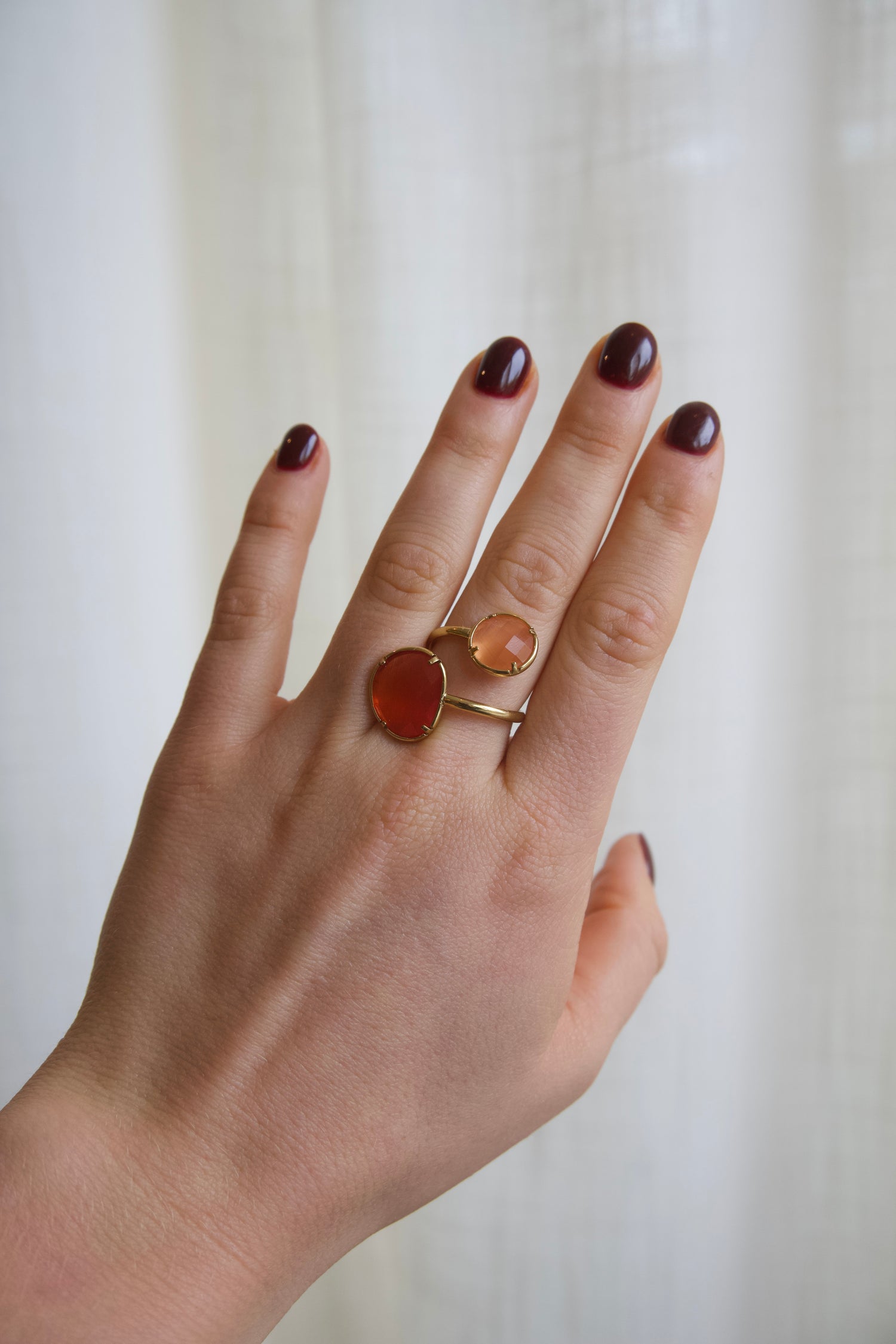Isa Two Stones Ring-Peach