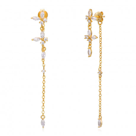 Diamond Butterfly Earring-Goud/Groen/Zilver