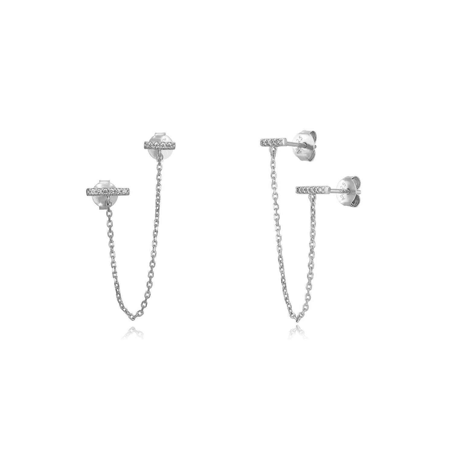 Tommy Diamond Chain Earring-Goud/Zilver