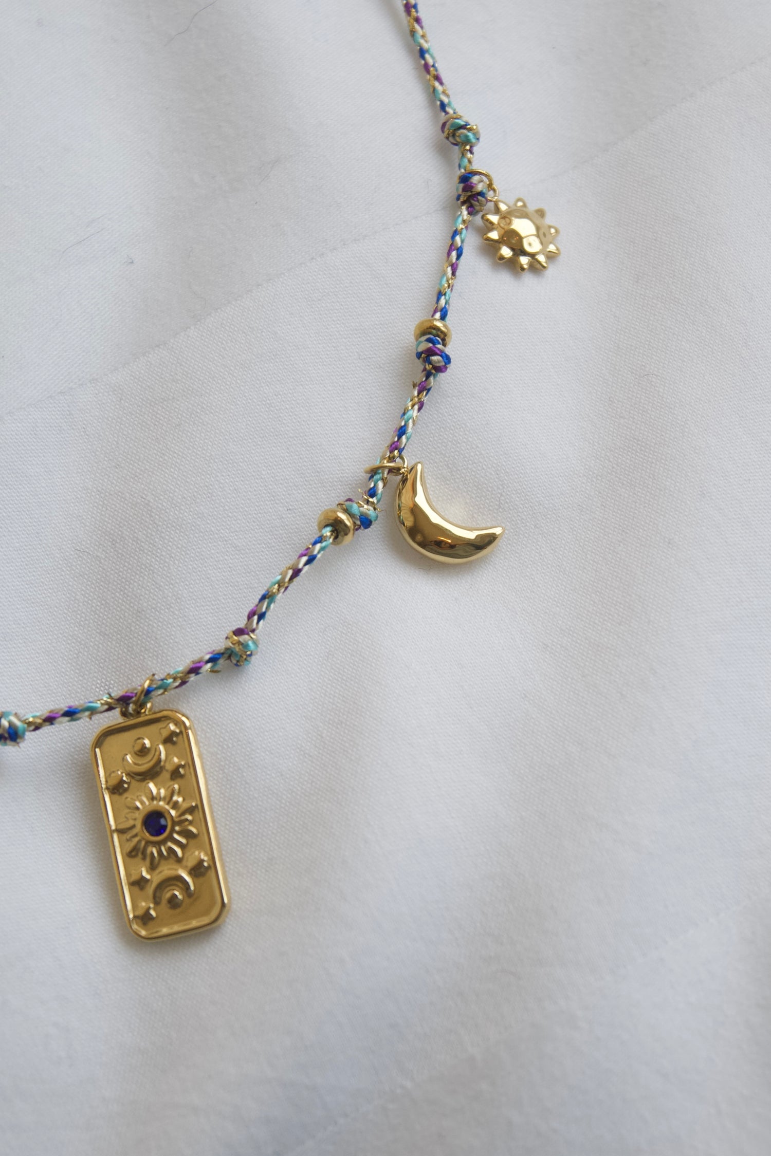 Astro Cord Card Necklace-Blue