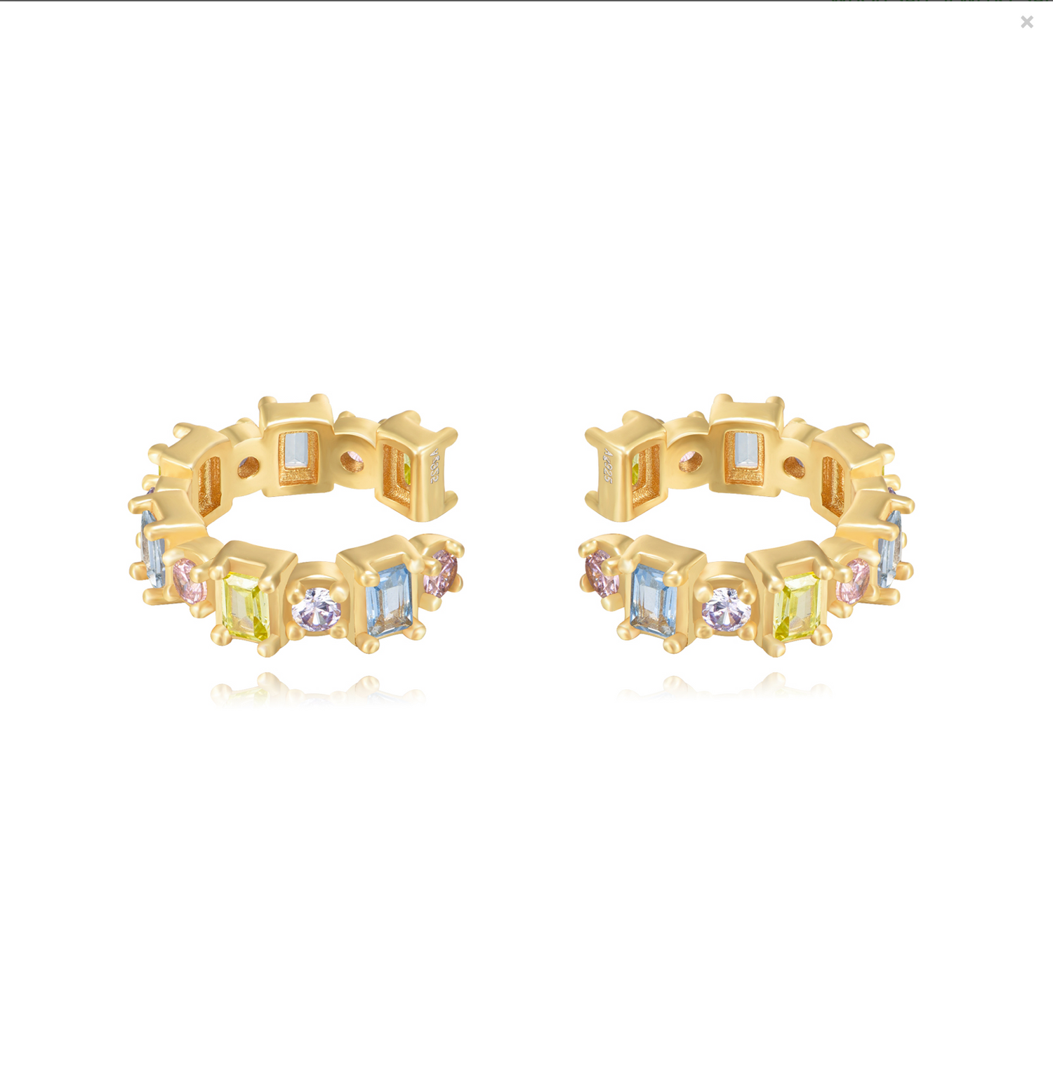 Diamond Square Earcuff-Goud/Groen/Zilver