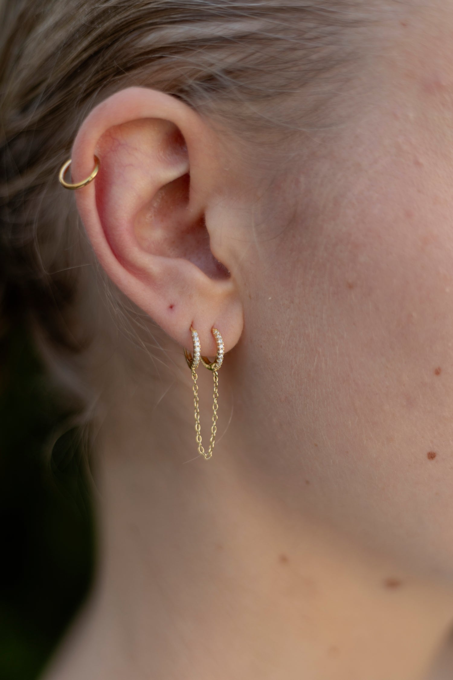 Double Diamond Hoop Earring
