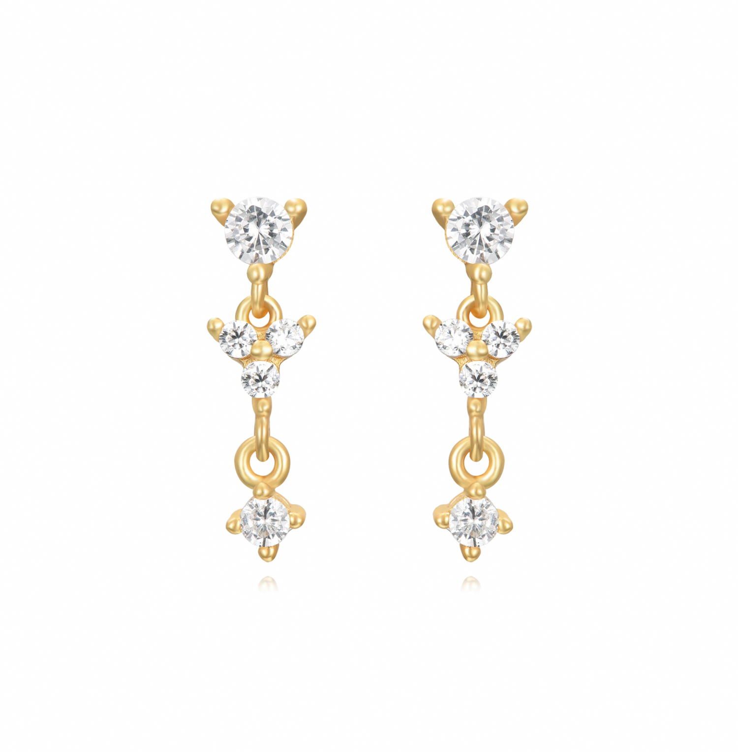 Fien Diamond Earring-Groen/Goud/Zilver