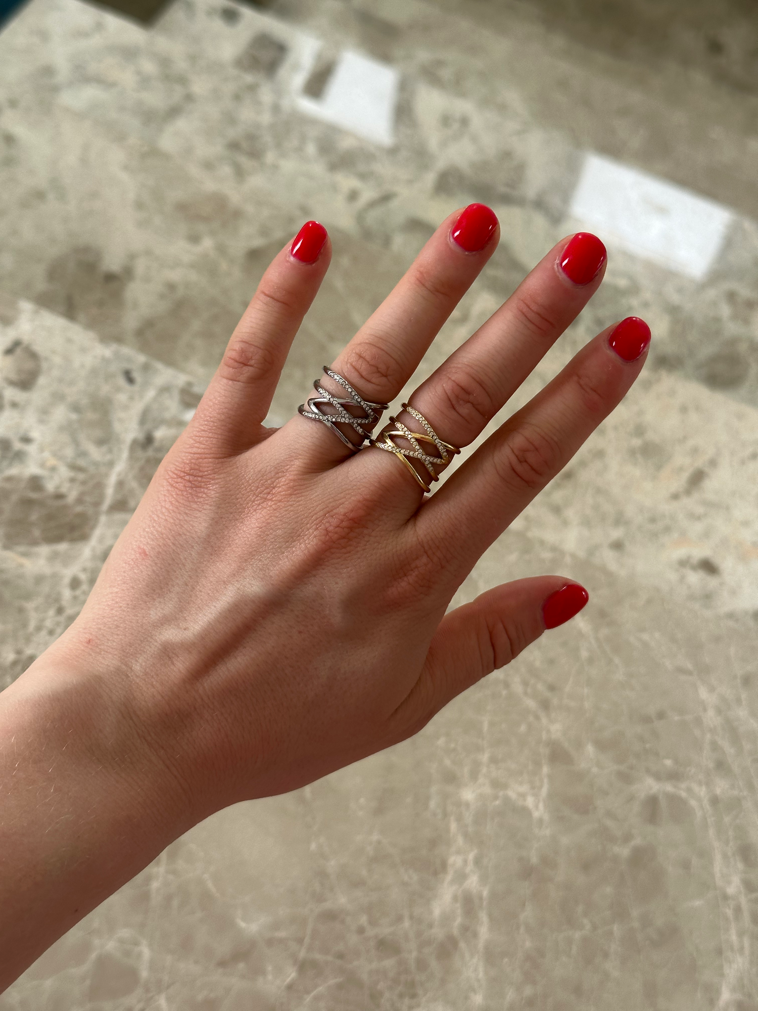 Diamond Zig Zag Ring-Goud/Zilver