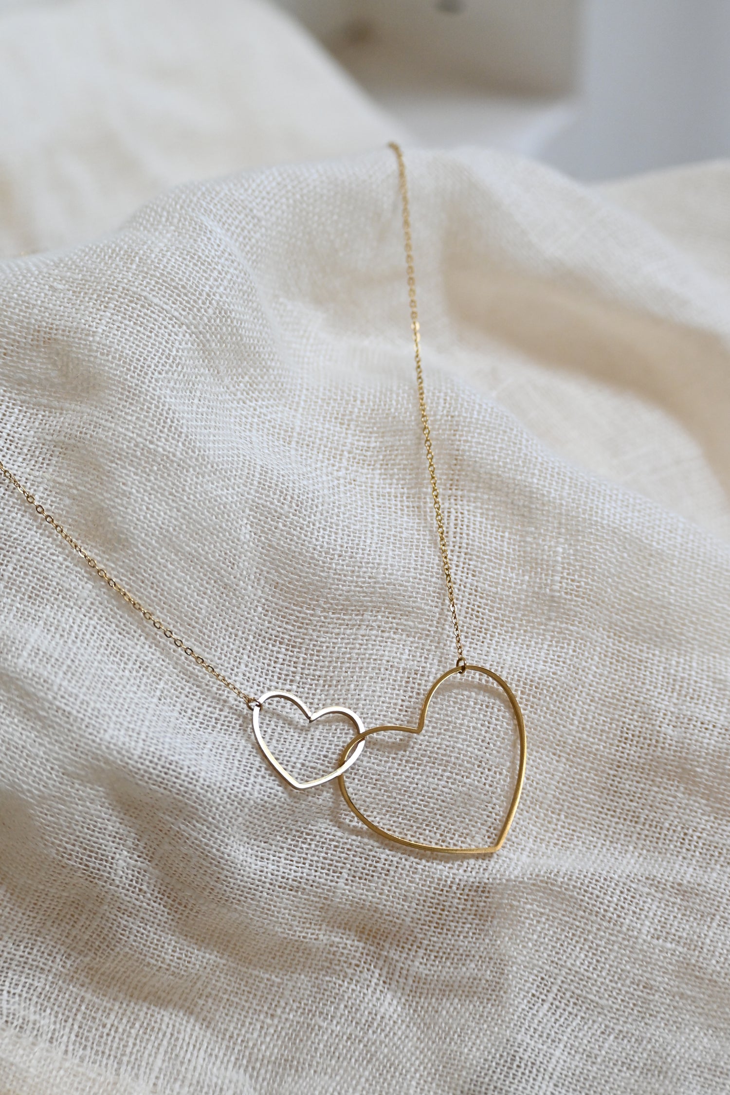 Double Hearts Necklace-Goud/Zilver