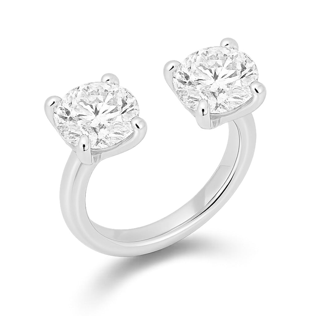Double Diamond Ring-Goud/Zilver