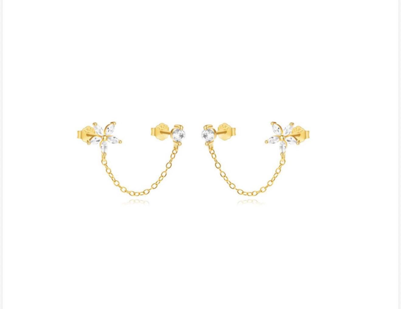 Poppy Flower Chain Earring