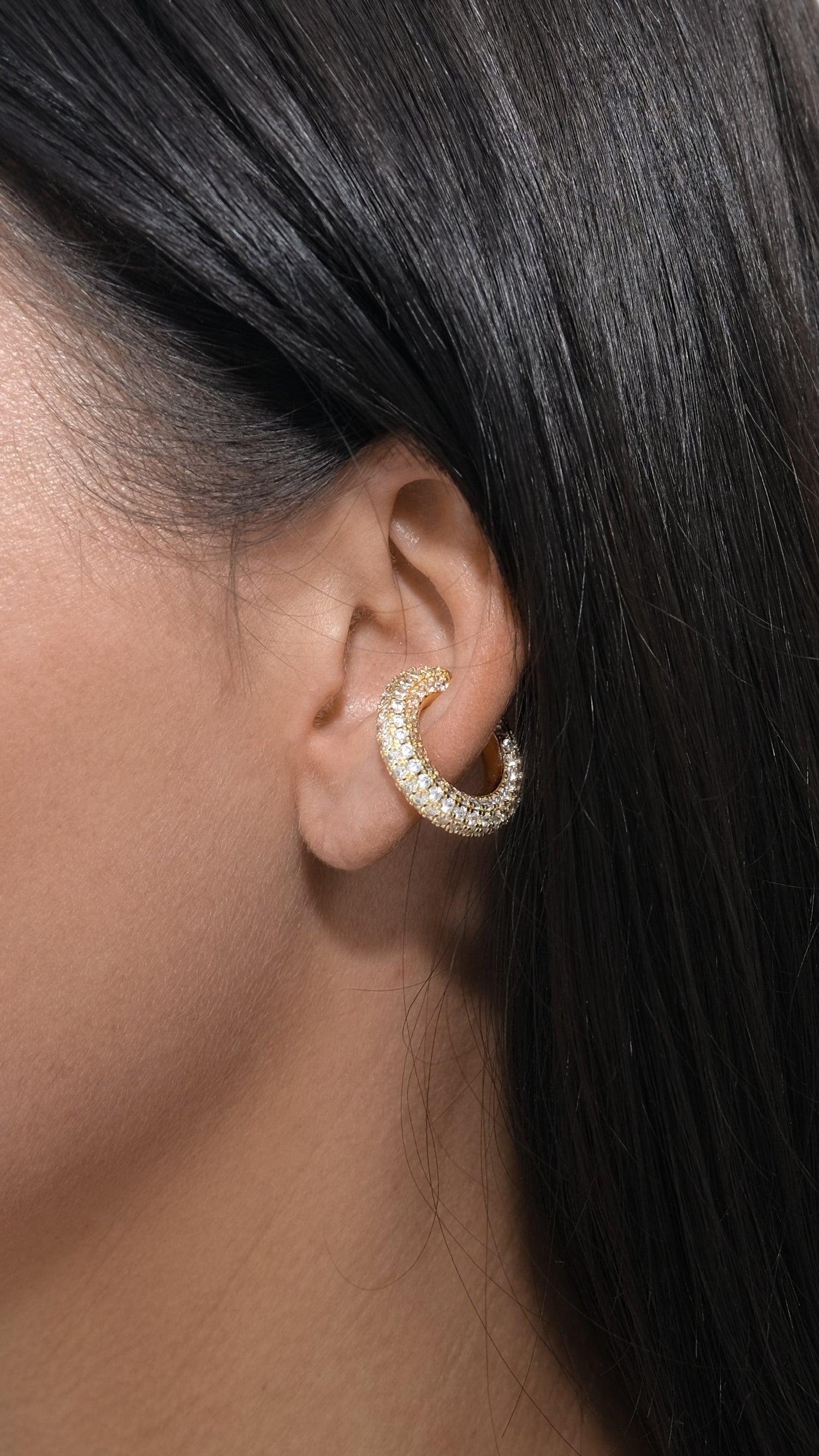 Chunky Diamond Kos Earcuff-Goud/Zilver
