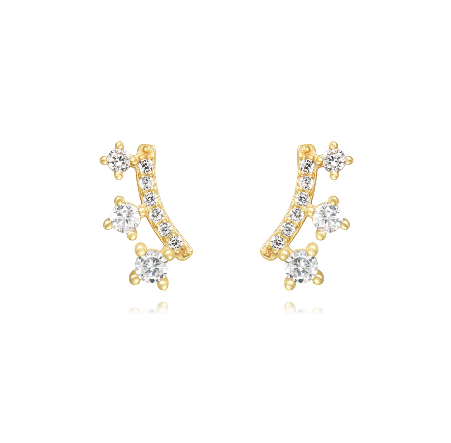 Tripple Diamond Stud Earring-Goud/Zilver