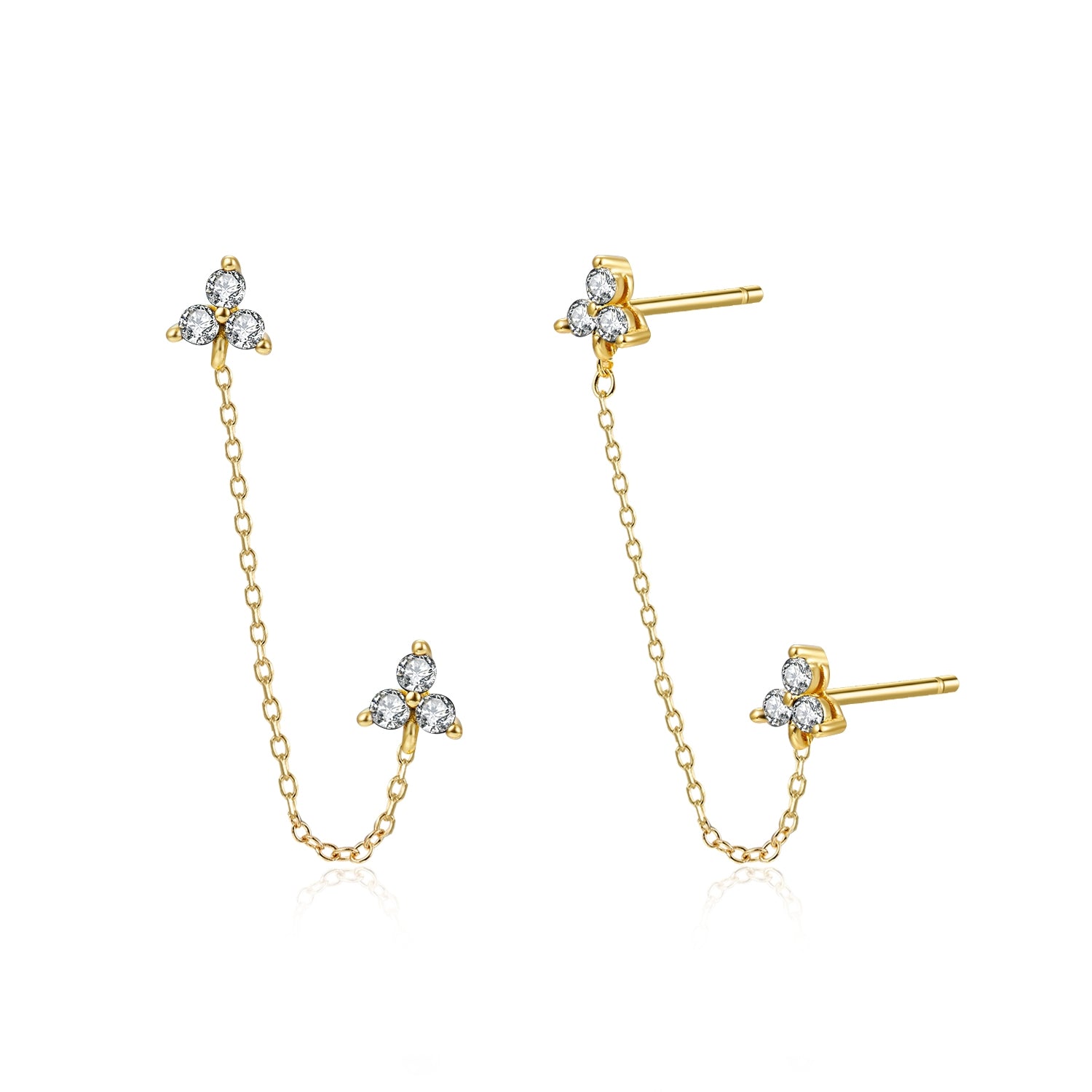 Diamond Chain Earring-Goud/Zilver