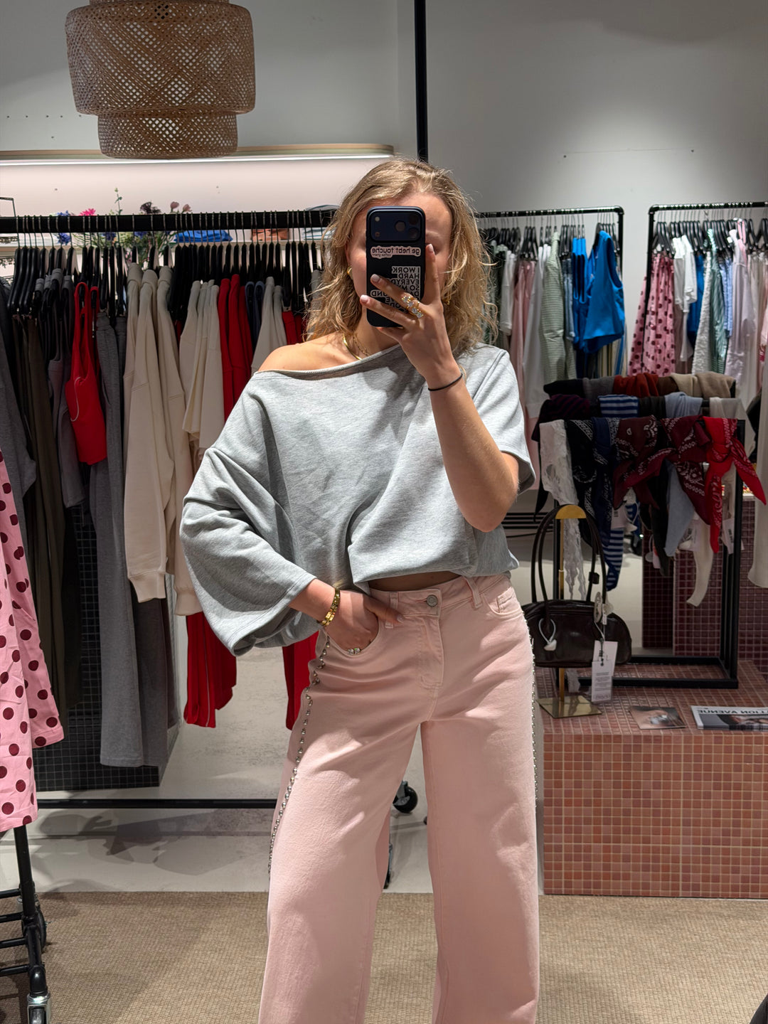 Zoey One Shoulder Top Grey
