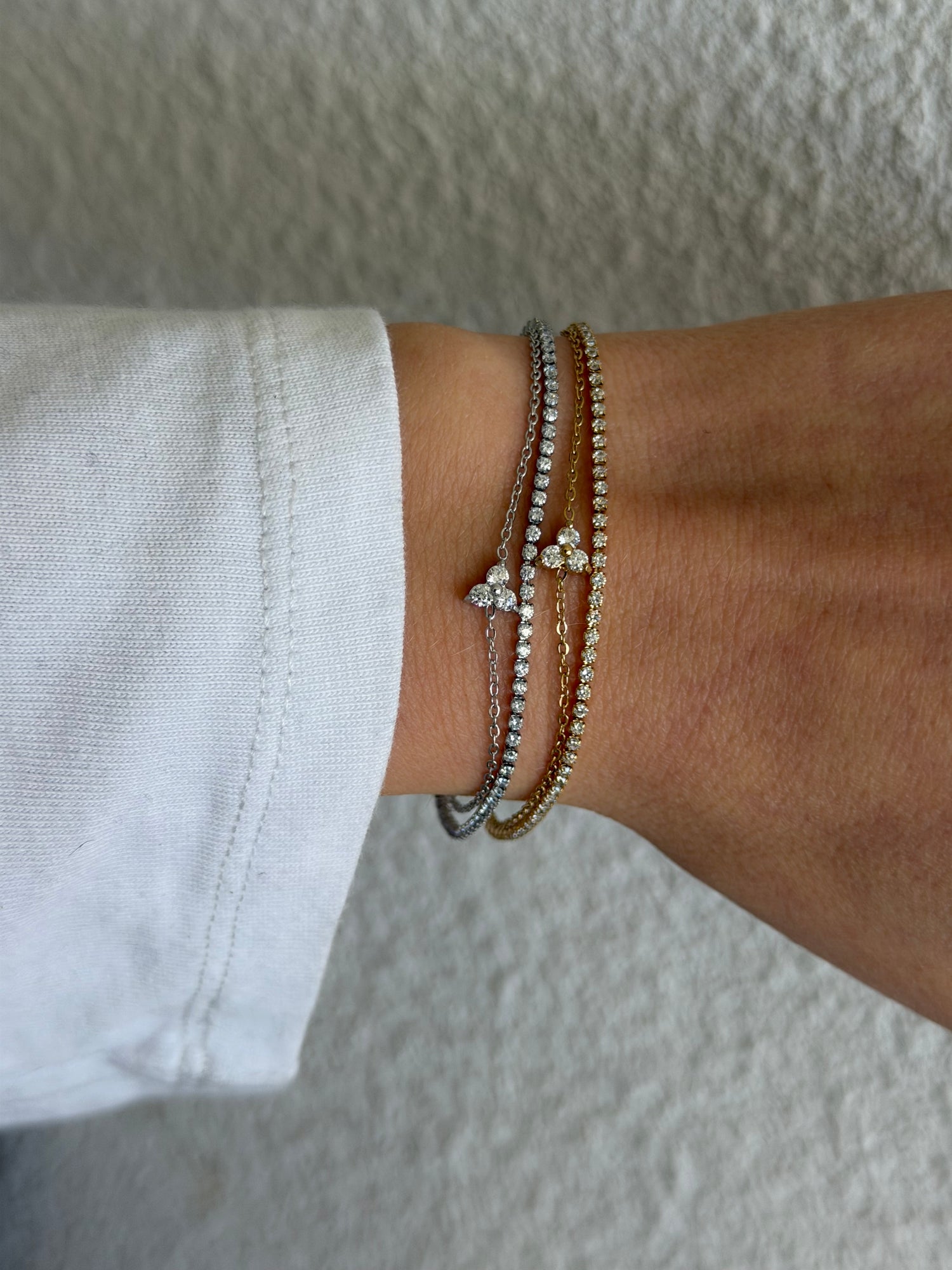 Fine Diamond Lien Line Triangle Bracelet-Goud/Zilver