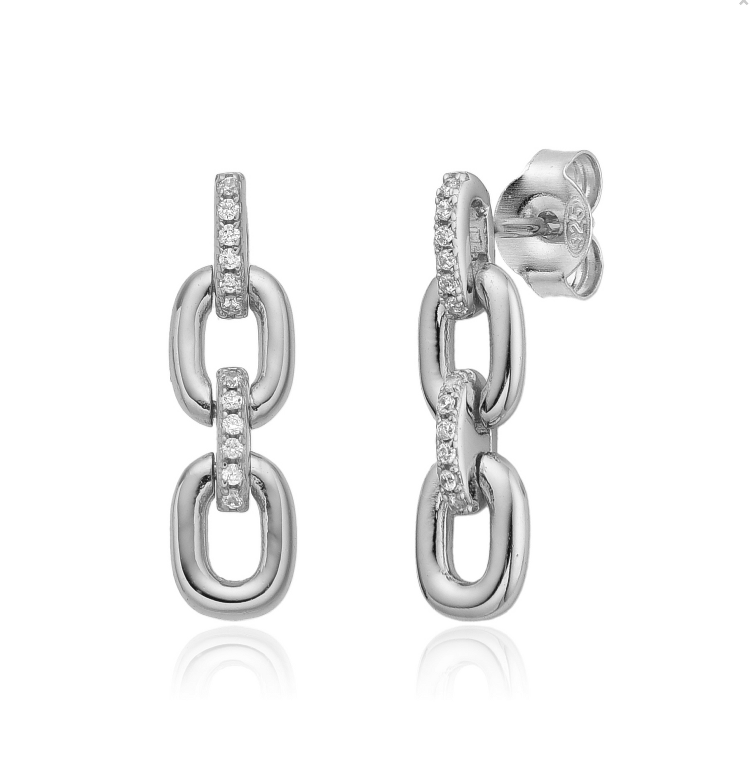 Little Diamond Link Earring-Goud/Zilver