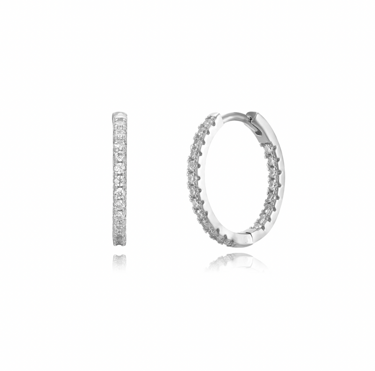 Diamond Hoop Earring 19MM-Goud/Zilver