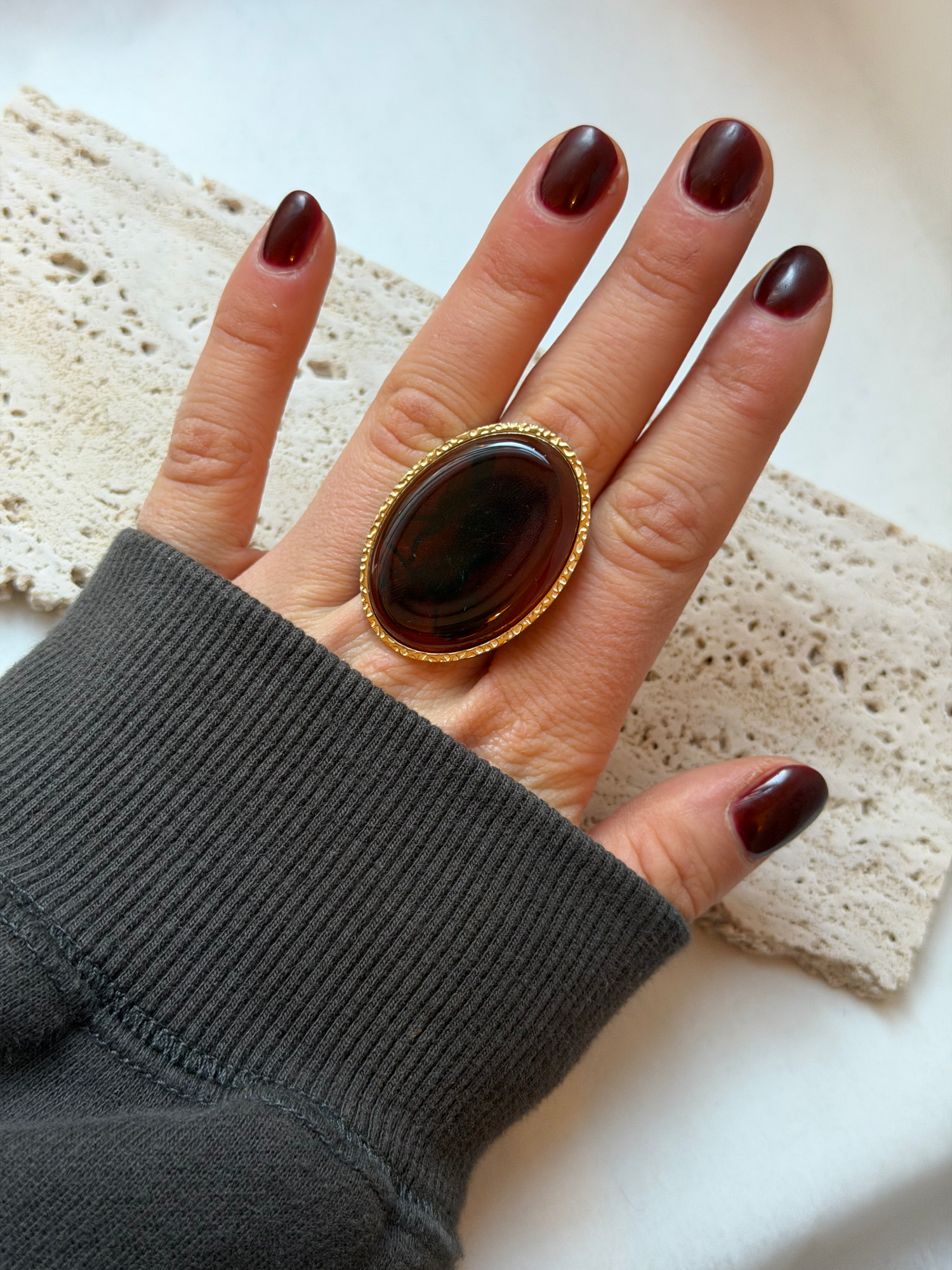 Lou Brown Oval Stone Ring