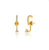 Elena Diamond Point Bar Earring-Goud/Zilver