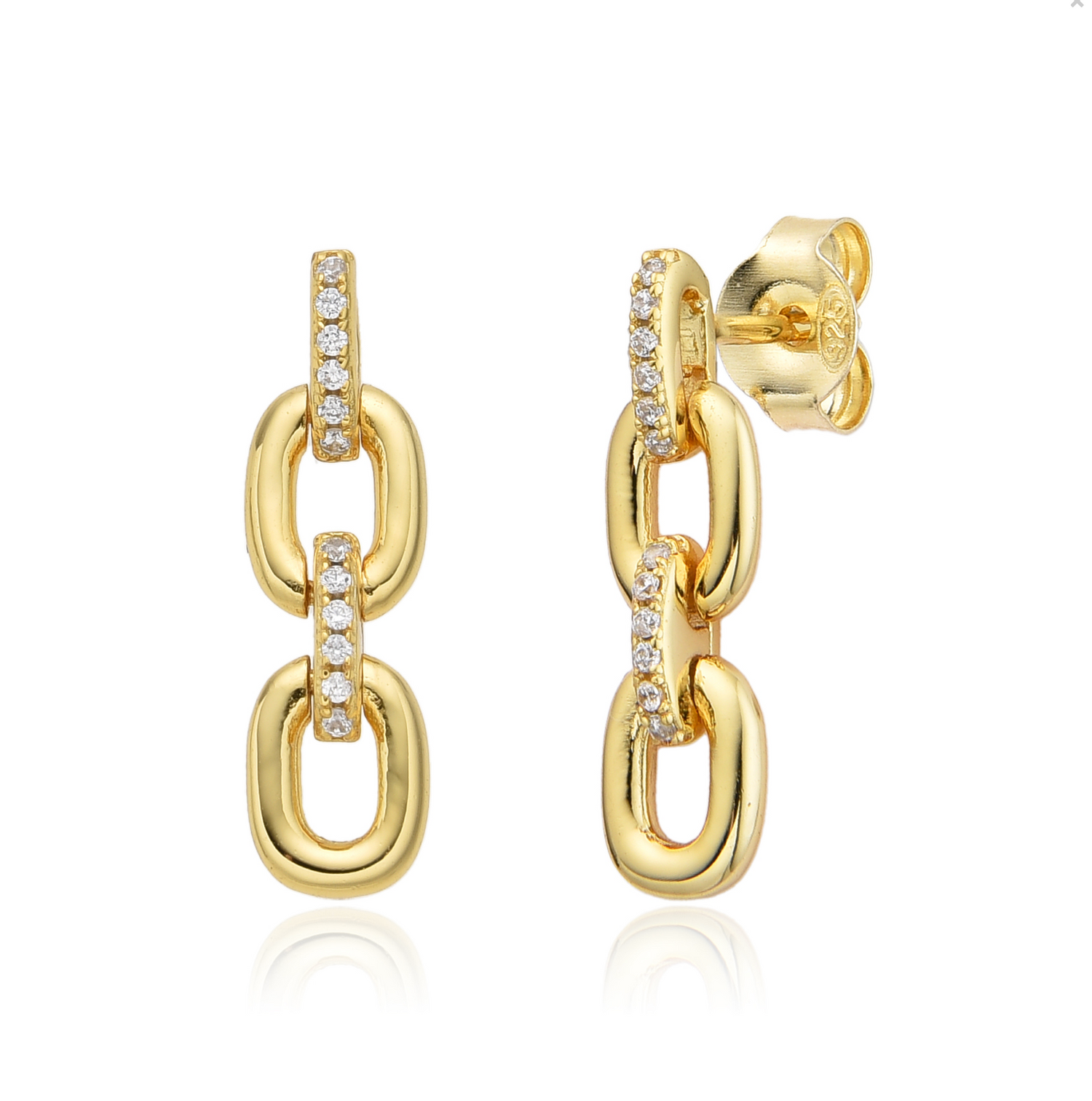 Little Diamond Link Earring-Goud/Zilver