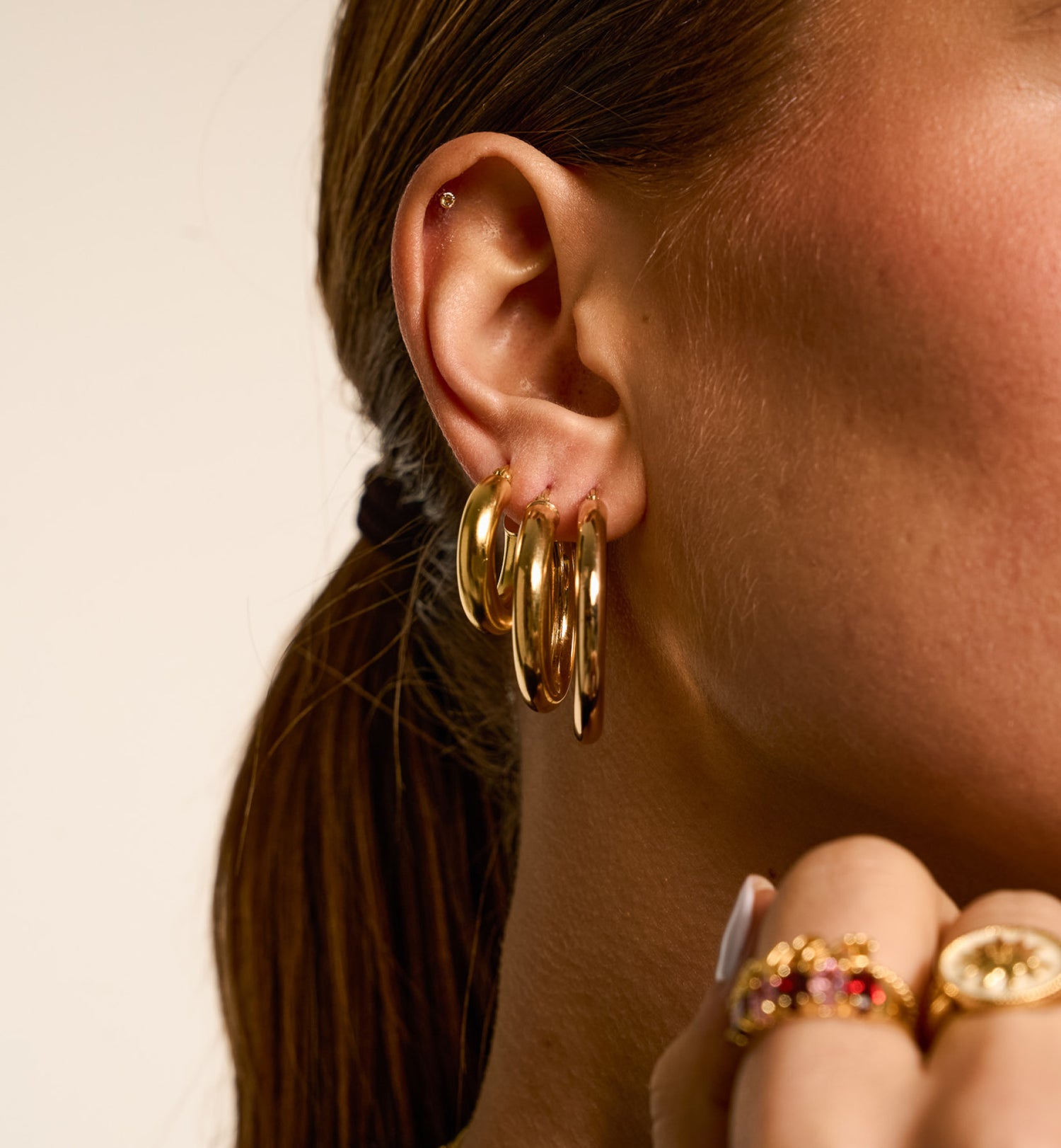 A&N Round Plain Hoop Earrings-Goud/Zilver