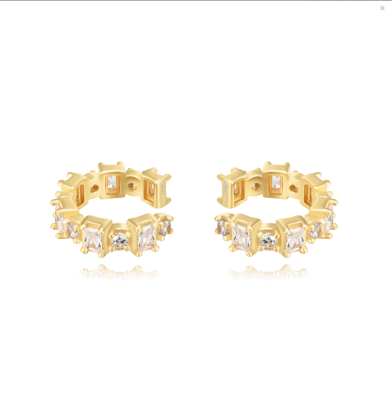 Diamond Square Earcuff-Goud/Groen/Zilver