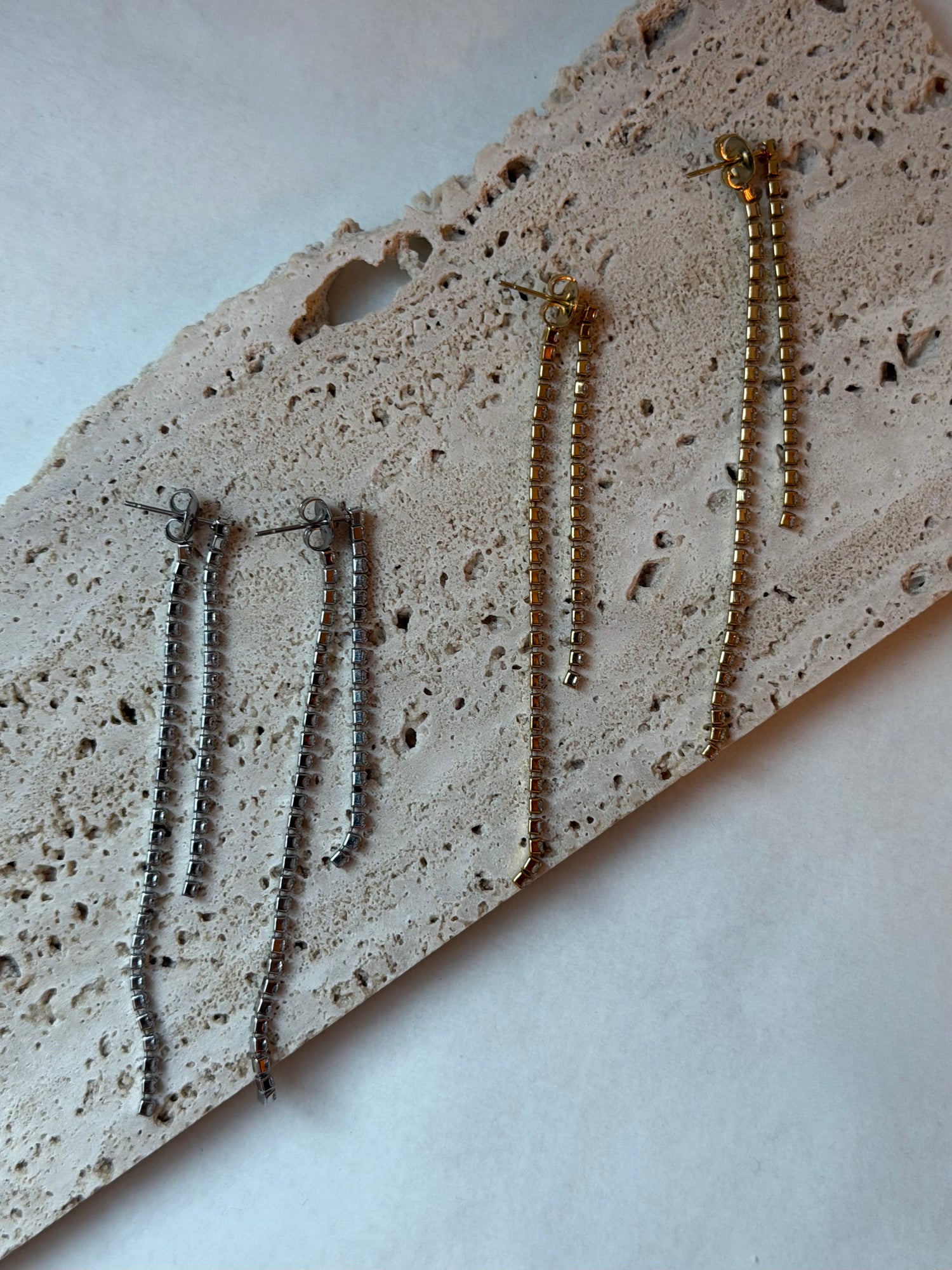 Falling Diamond Stripes Earrings-Goud/Zilver