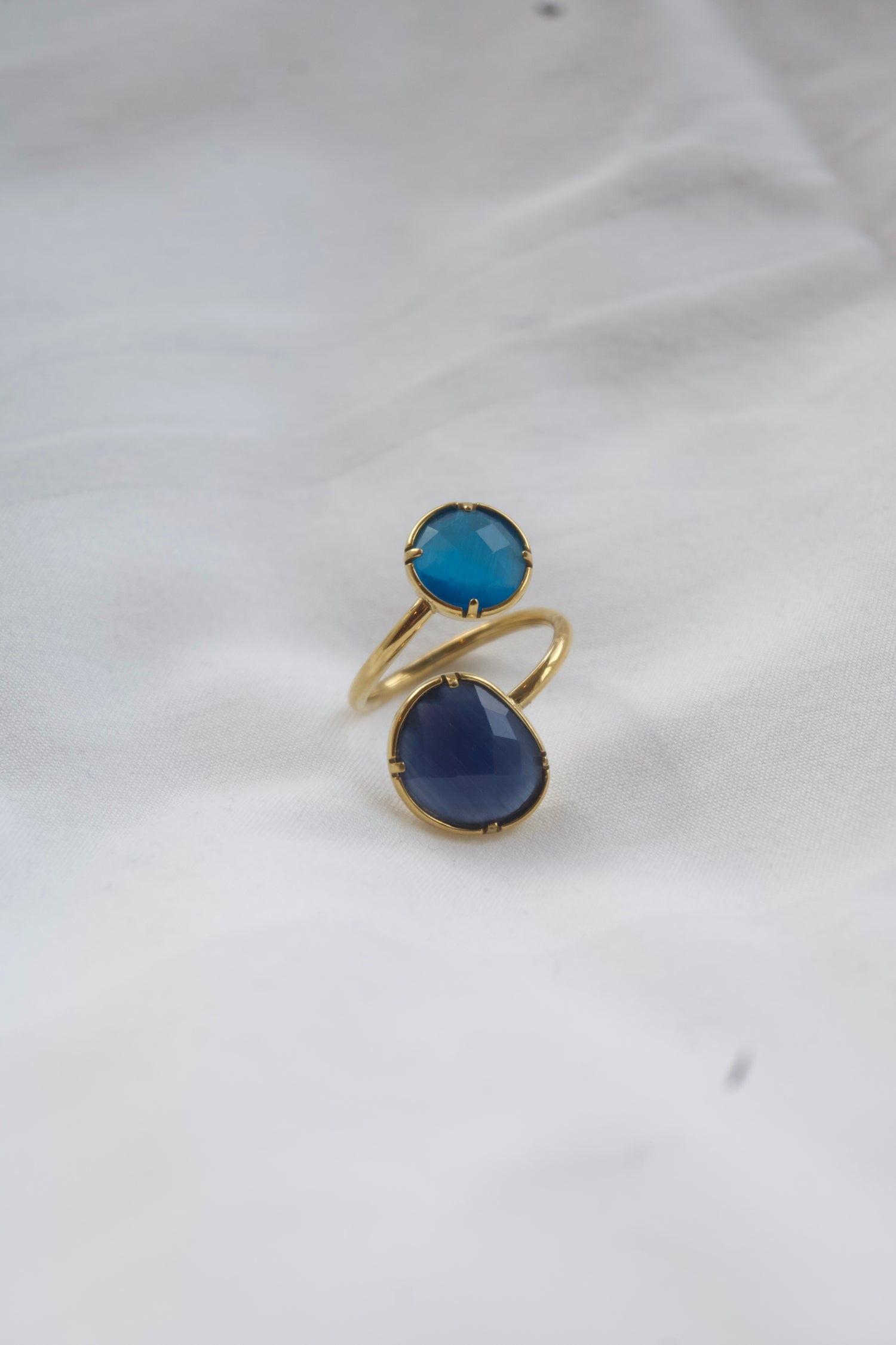 Isa Two Stones Ring-Blue