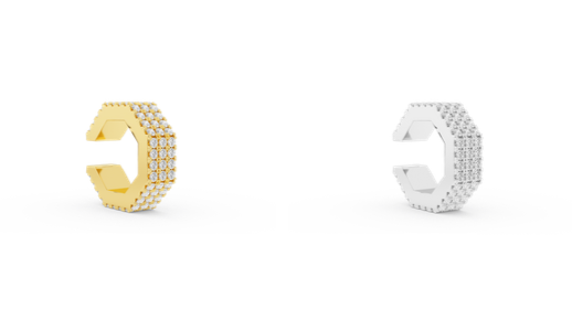 BA Edge Small Diamond Earcuff-Goud/Zilver