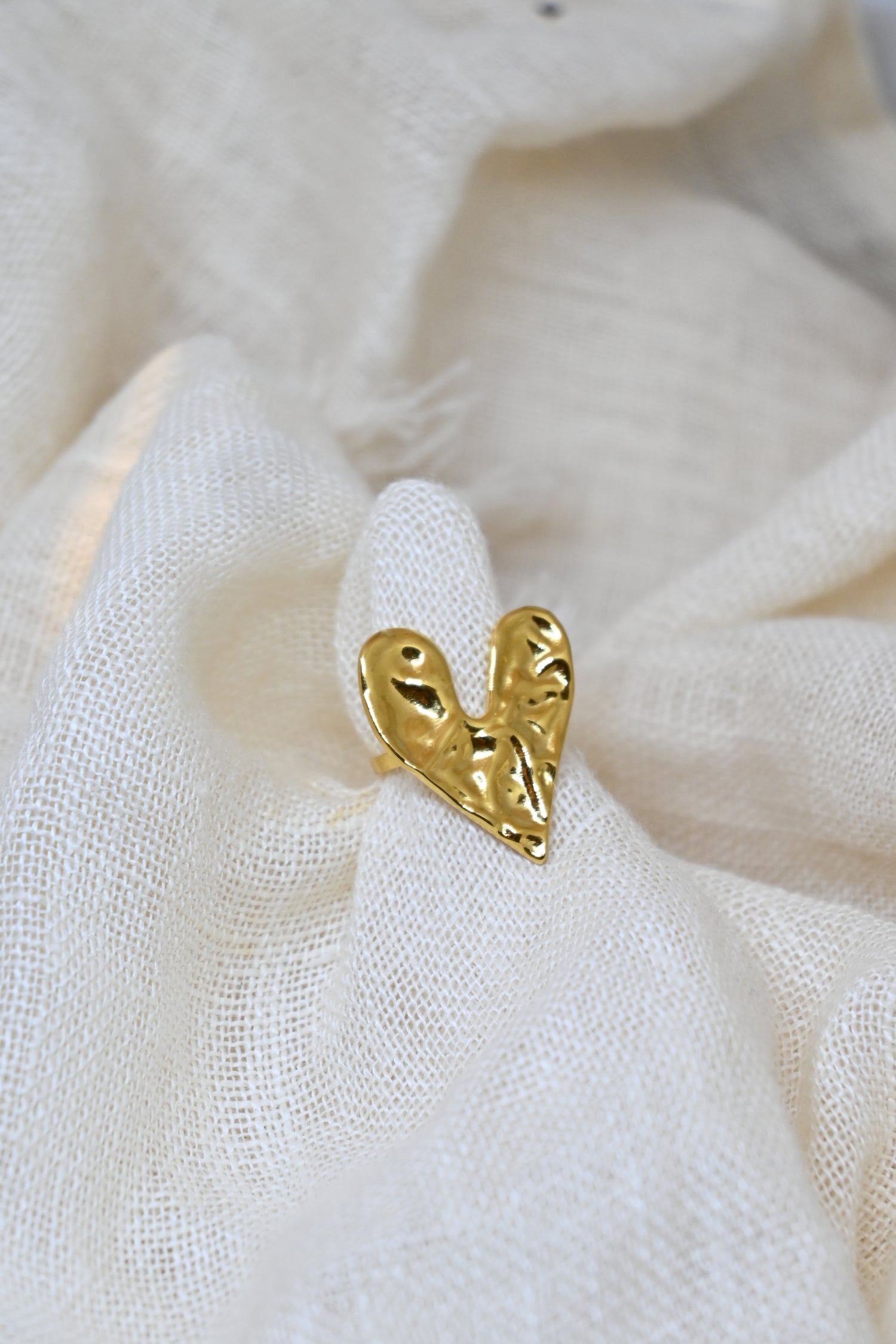 Golden Rough Heart Ring